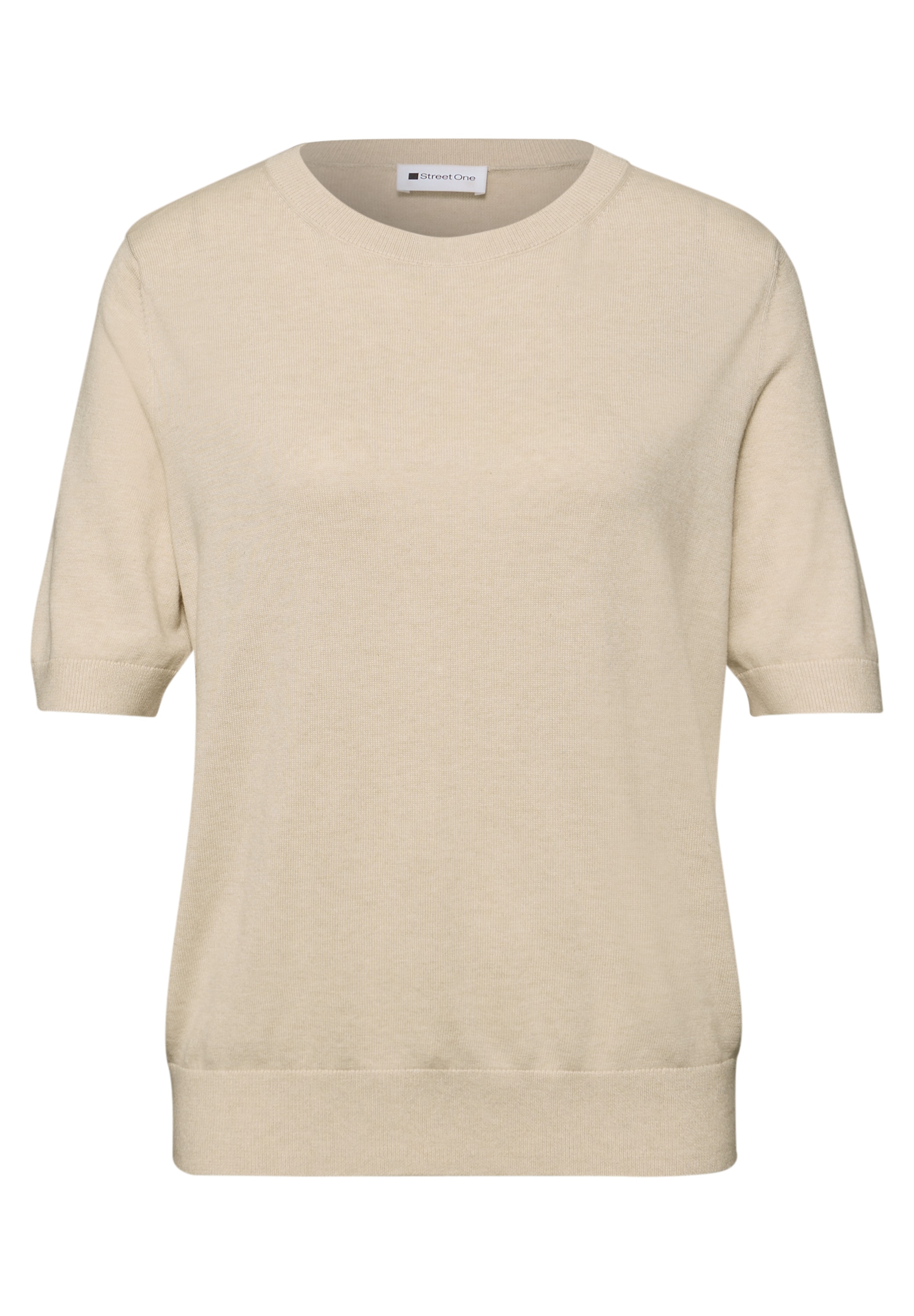 STREET ONE Kurzarmpullover in Strick-Optik und mit Rundhals