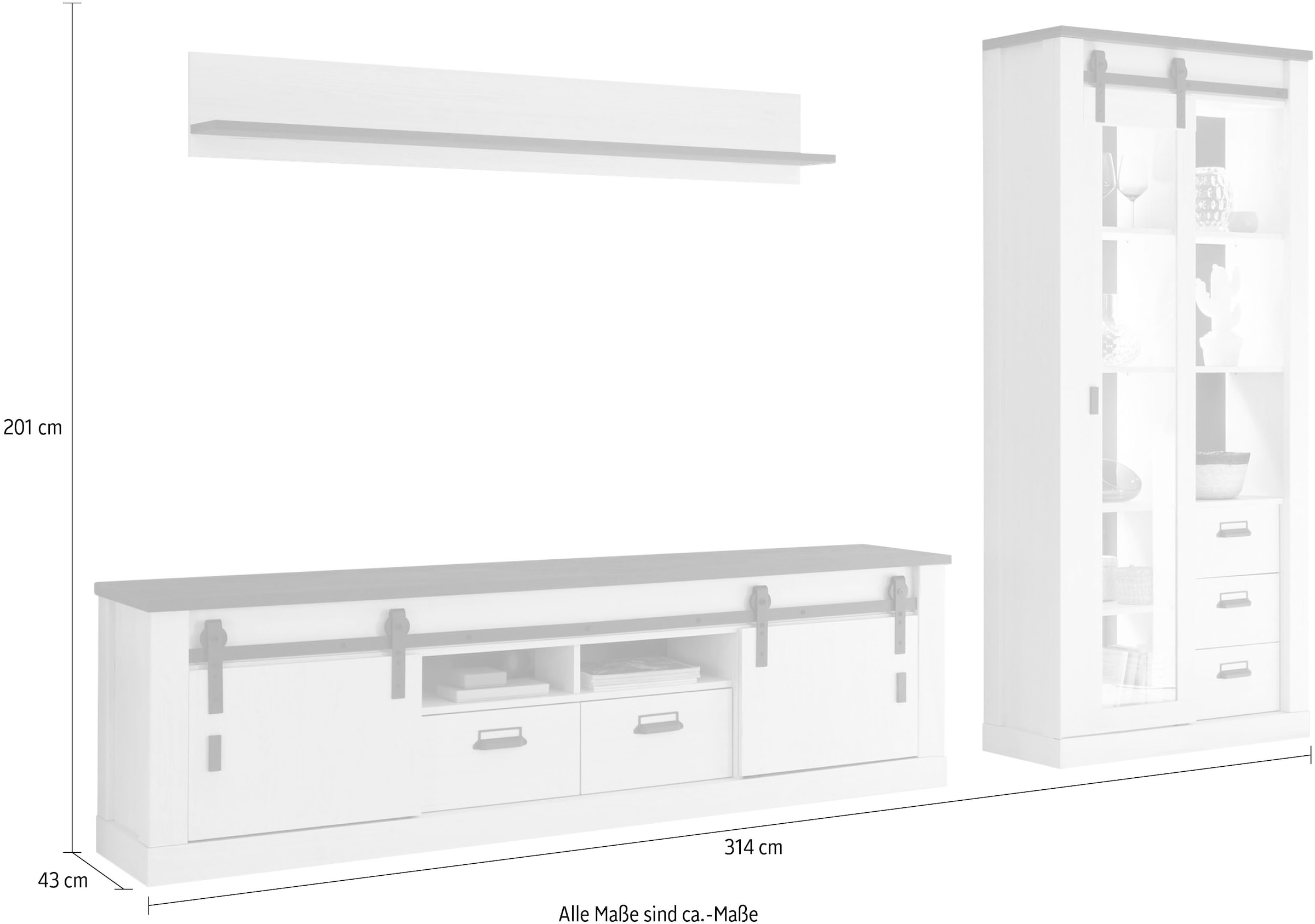 Home affaire Wohnwand »SHERWOOD« 3 Stk. tlg.