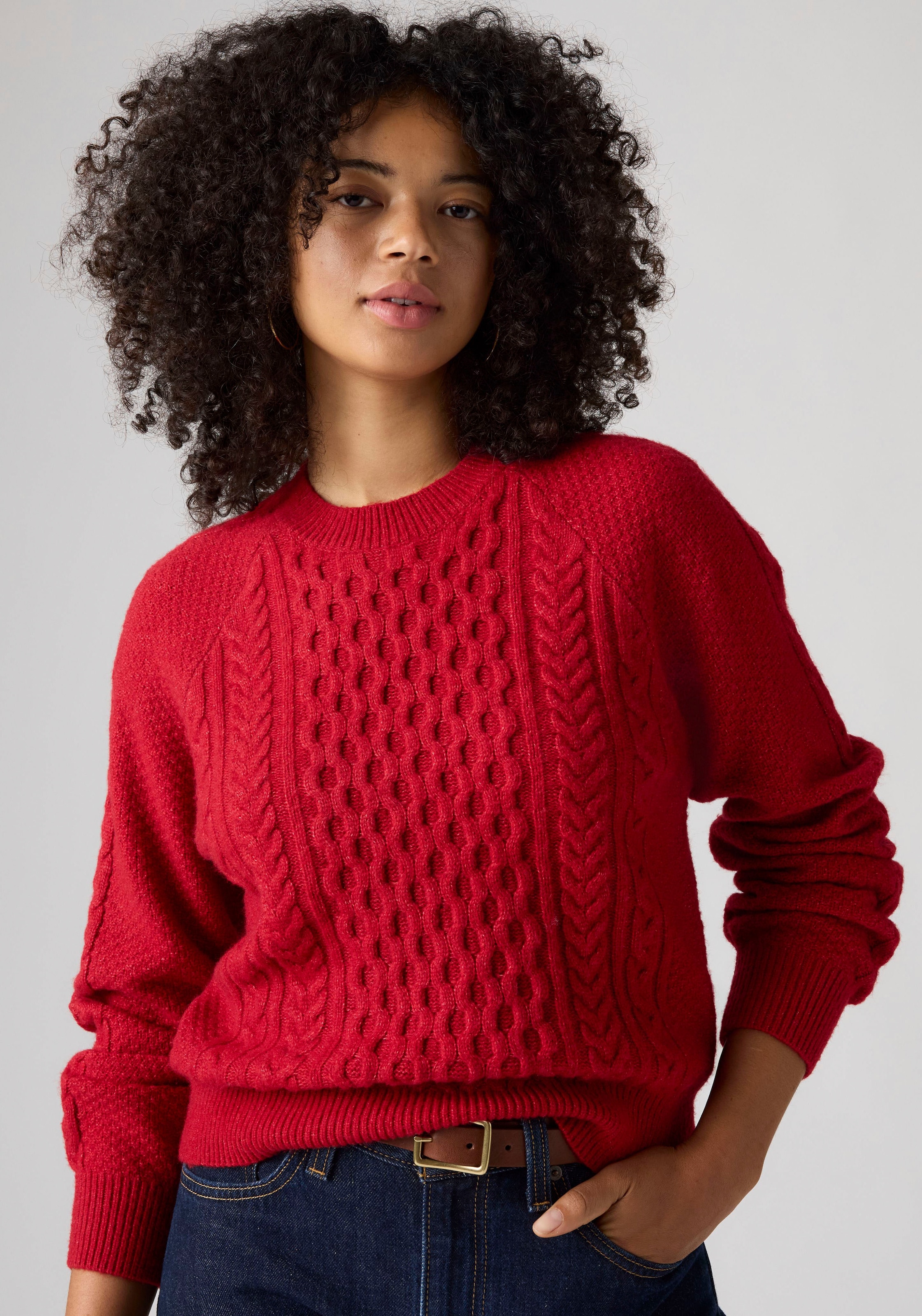 Levi's® Pull à col rond »JOLIE CABLE CREWNECK SWEATER« mit Zopfmuster, weicher Materialmix