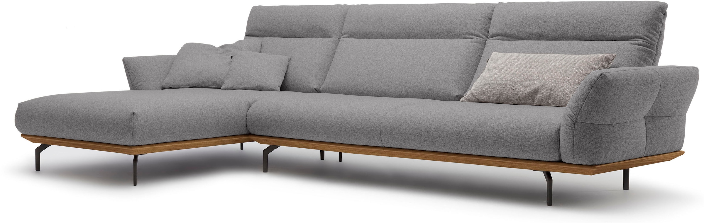 Creation BY ROLF BENZ Canapé d'angle »CR.460 Designsofa mit erstklassigem Sitzkomfort« socle en noyer, pieds d’angle en gris ombre, largeur 338 cm