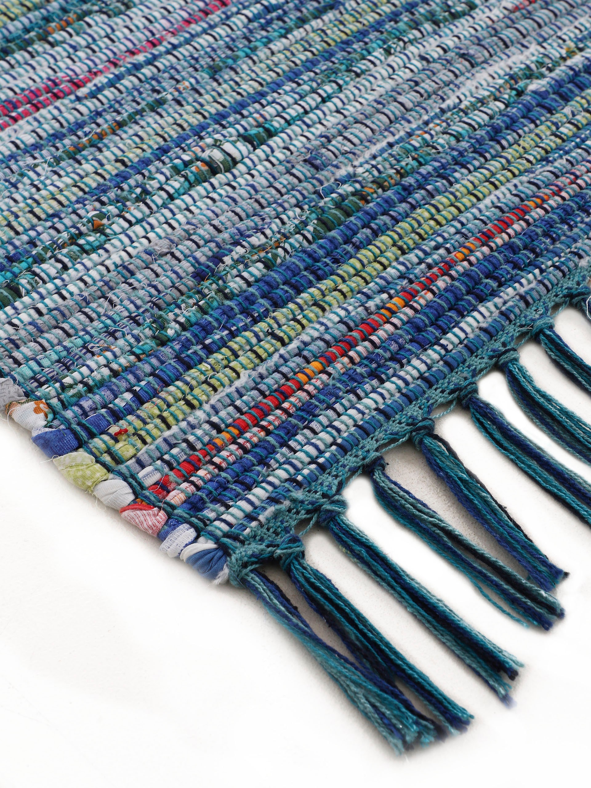 carpetfine Teppich »Kelim Chindi , Wendeteppich« rechteckig 6 mm Höhe handgewebt, Fleckerlteppich mit Fransen, auch vielen in Läufergrössen