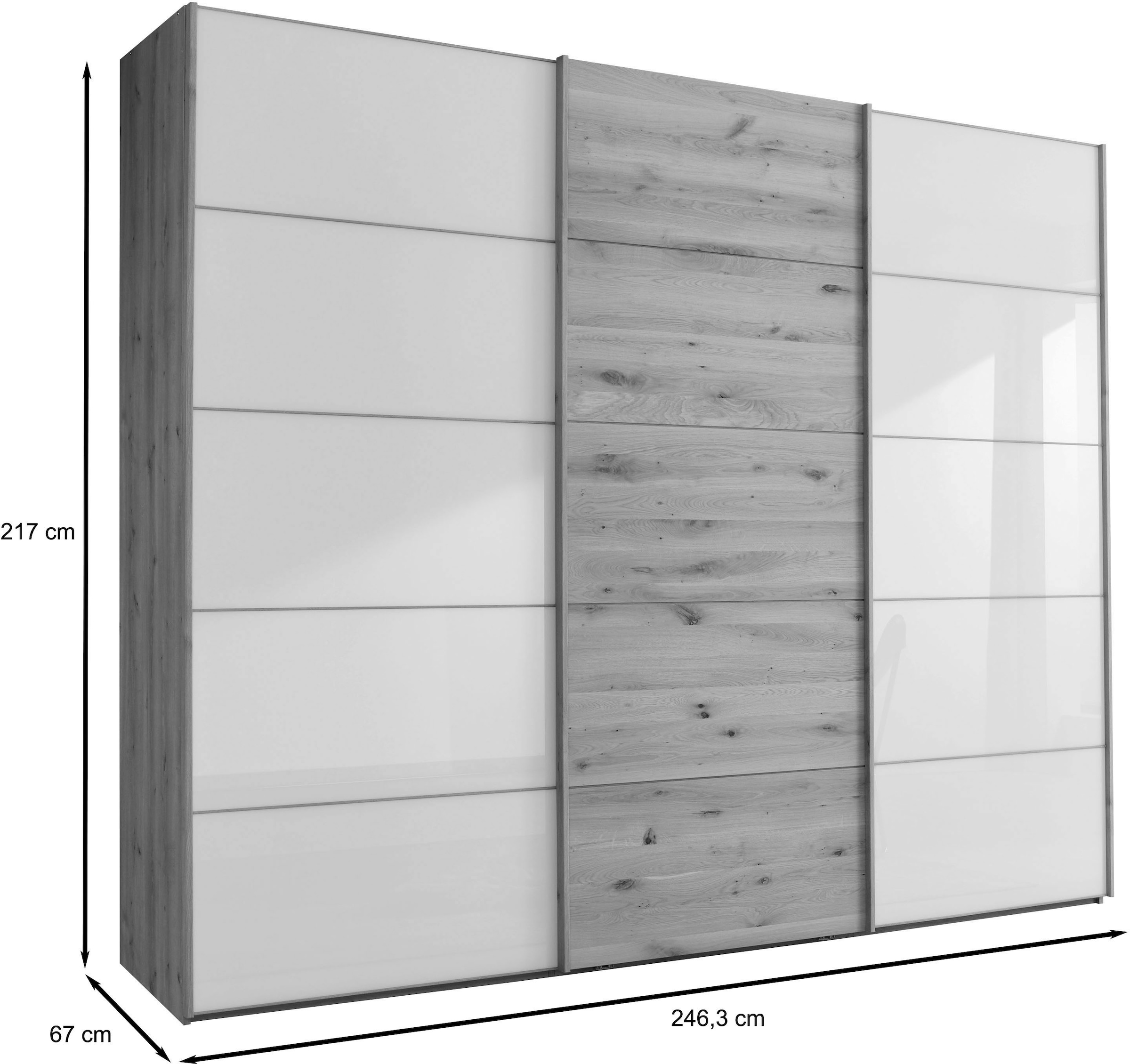 WIEMANN Armoire à portes coulissantes »Cardiff« mit massiven Holztüren und Spiegel