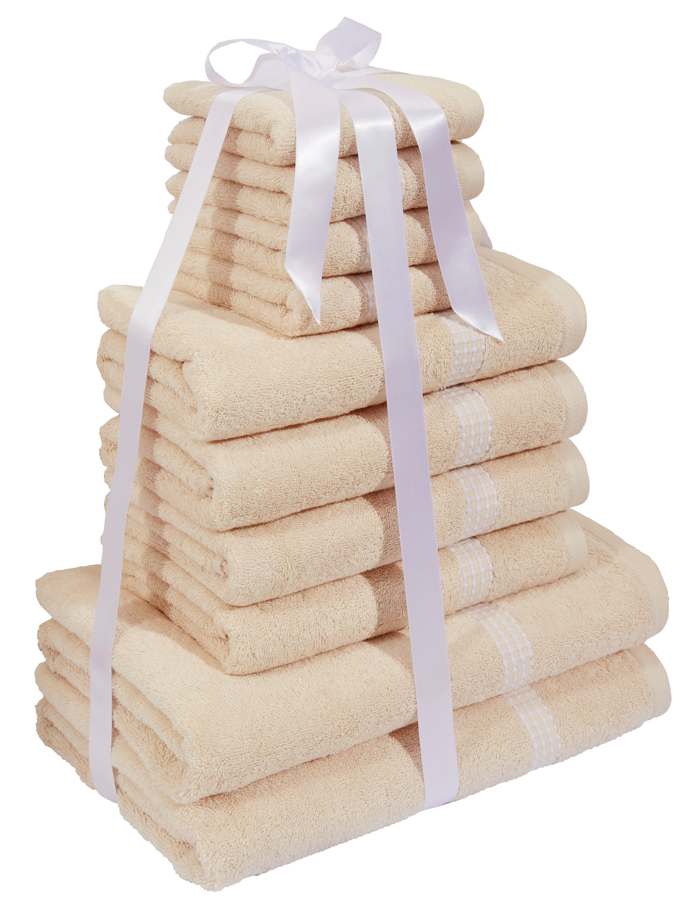 my home Handtuch Set »Kapra, Premium Handtücher, 100% Baumwolle, 500 gr/m², 10-tlg.« Set 10 Stk. Frottier 2 Duschtücher, 4 Handtücher, 4 Gästehandtücher, 5 Jahre Garantie