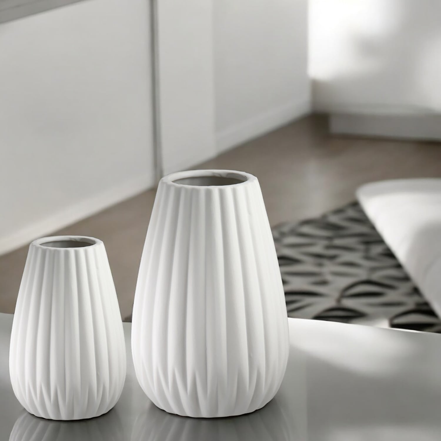 Casablanca by Gilde Tischvase »2tlg. Set Vase Piega weiss H.17 cm«