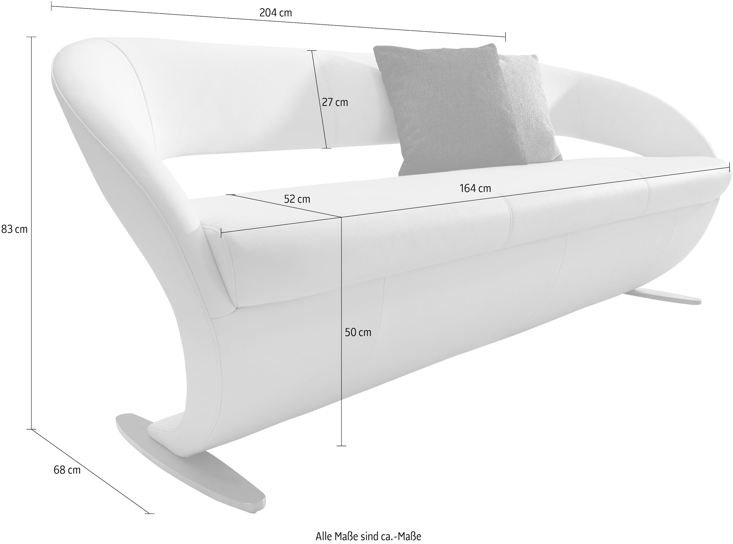 K+W Komfort & Wohnen Banc de salle à manger »Wave, Polsterbank« à design courbé avec patin métallique