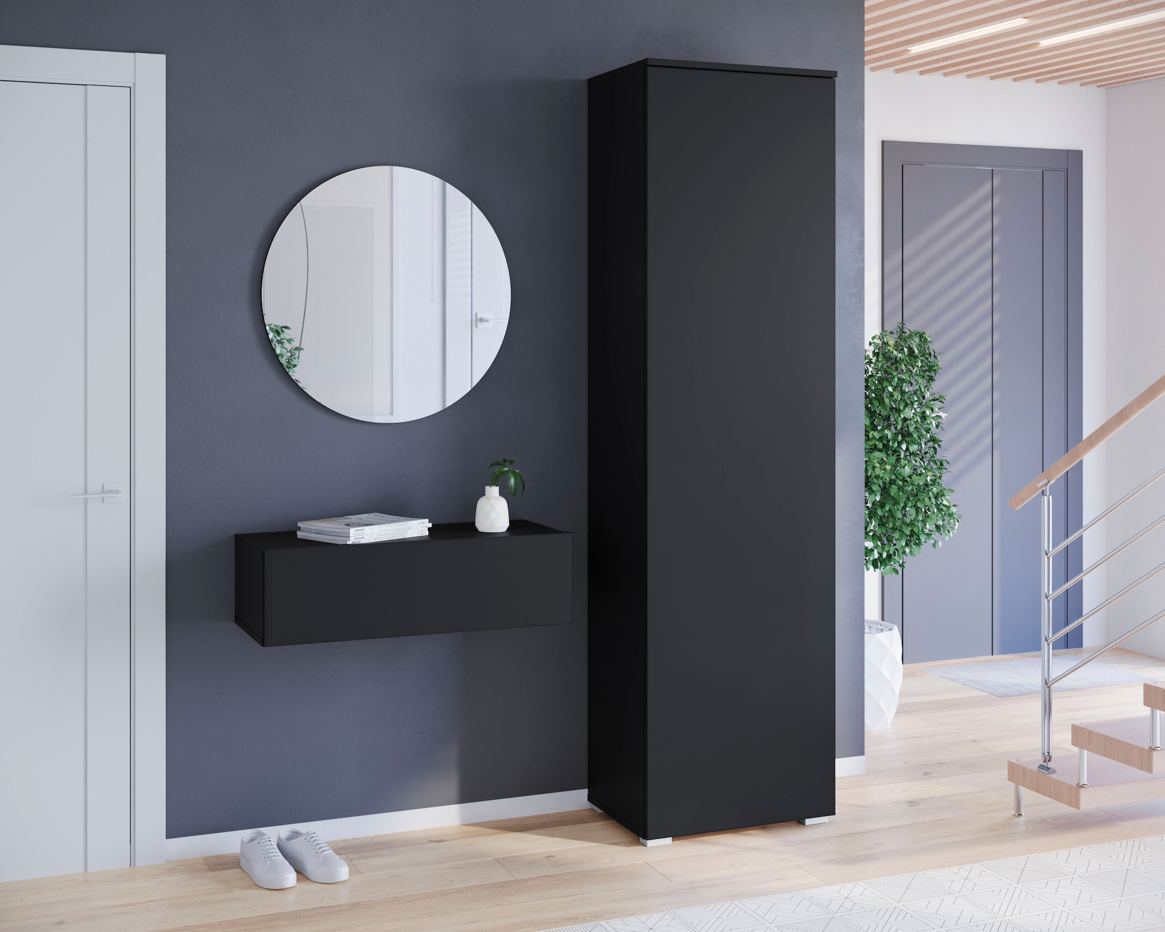 GOODproduct Armoire à chaussures »Paris, stehend oder hängend montierbar, Türanschlag wechselbar« armoire à vêtements moderne hauteur 180cm, 6 compartiments spacieux