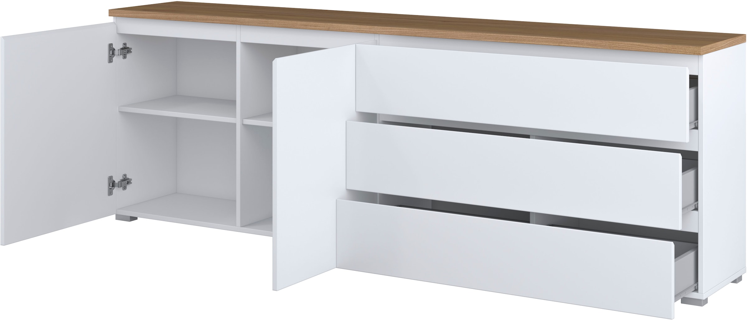 INOSIGN Sideboard »Modo, Breite 200 cm, moderne grifflose Kommode 2Türen/3 SK« Schubladenkommode mit viel Stauraum, Einlegeböden verstellbar