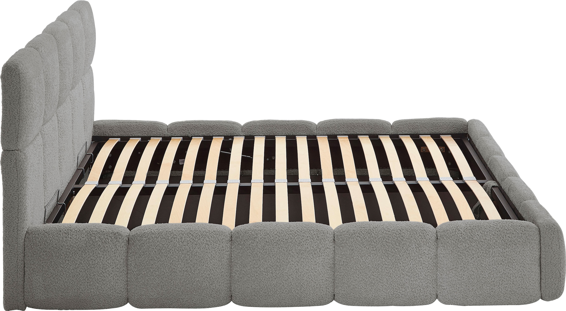 ATLANTIC home collection Polsterbett »"Jane" mit grossen Stauraum« luxurious gepolstertes Kopfteil und Rahmen, Bezug mit Bouclécharakter