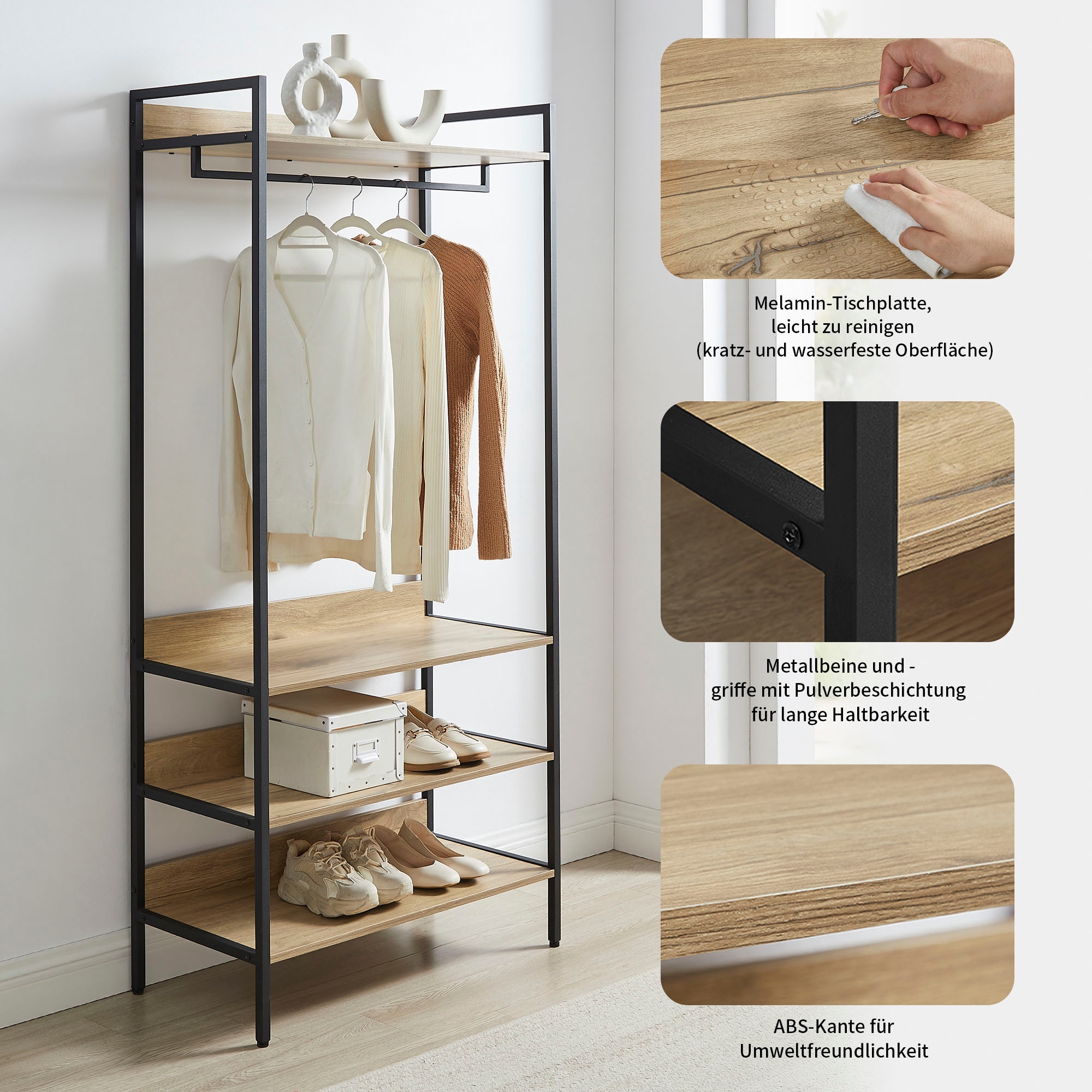 GOODproduct Garderobenschrank »Tayler« Melamin-Tischplatte, pulverbeschichtetem Metallgestell, Höhe 180 cm