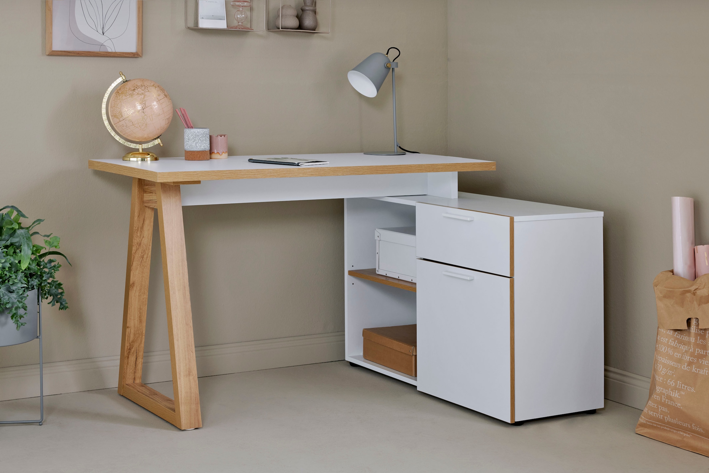 Jahnke Eckschreibtisch »CLUB C 130 E« Eckschreibtisch, wechselseitig montierbar, Breite 130 cm