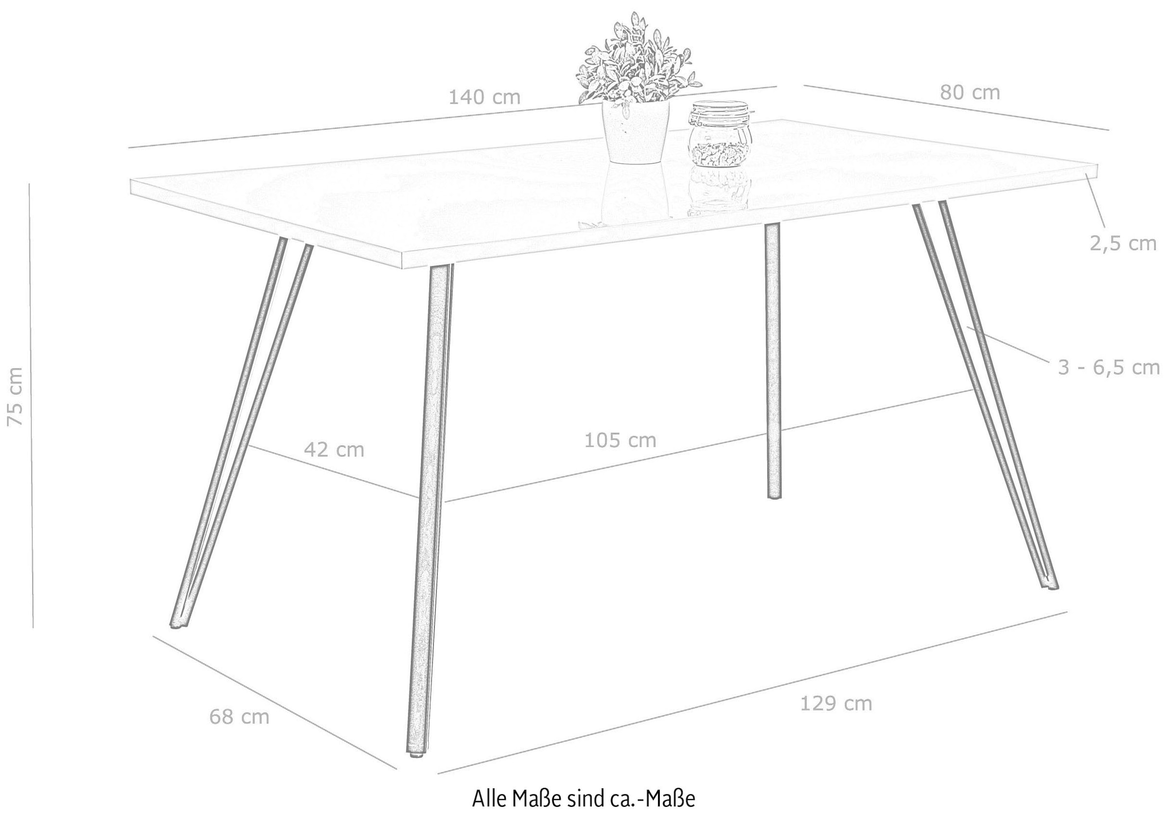 HELA Essgruppe »Jenn« 5 Stk. tlg. Tisch Hochglanz , 4 Stühle BESTSELLER, Esszimmer Gruppe