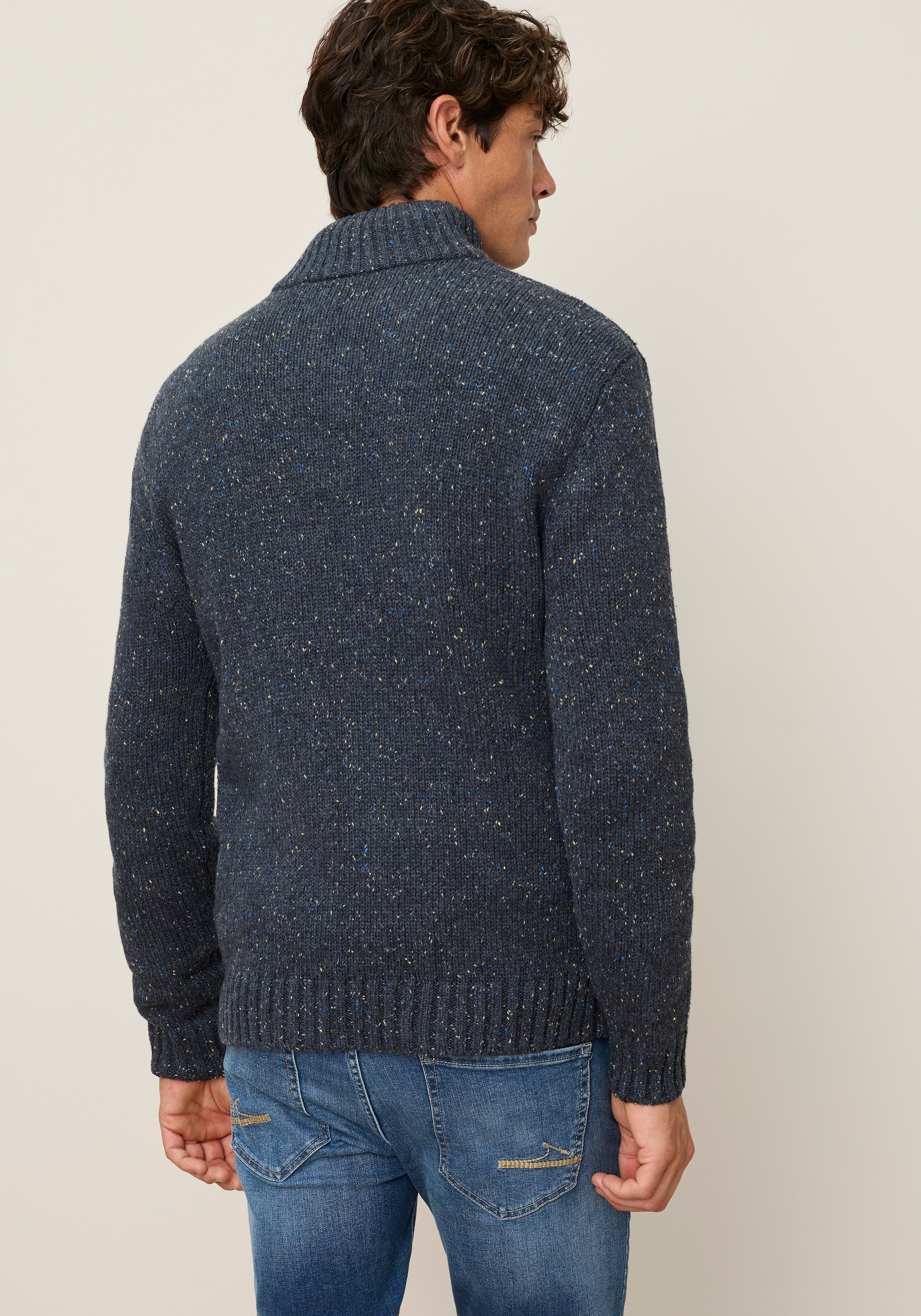 Man's World Troyer »Neue Kollektion! Melange Garn mit farbigen Akzenten« manches longues, en maille avec coton, coupe régulière