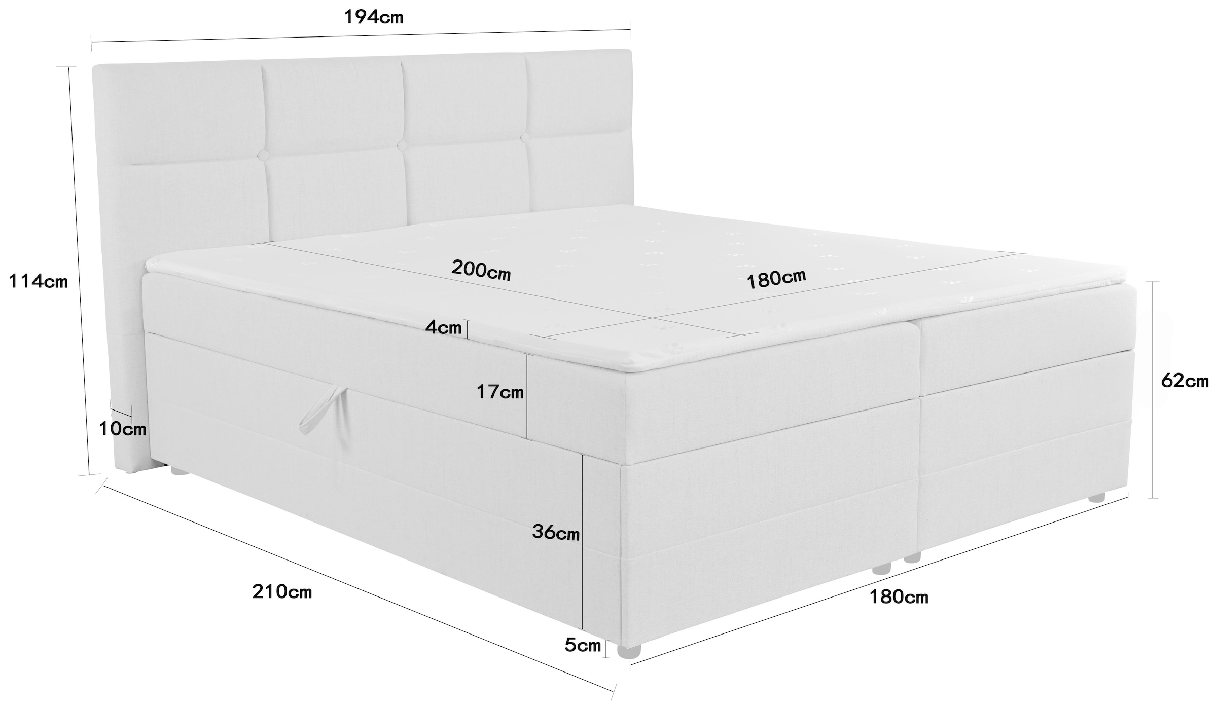 GOODproduct Boxbett »Fillmore inkl. Bettkasten, Liegefläche 180x200 cm, in Boxspring-Optik« inkl. Topper, erhältlich in verschiedenen Farben