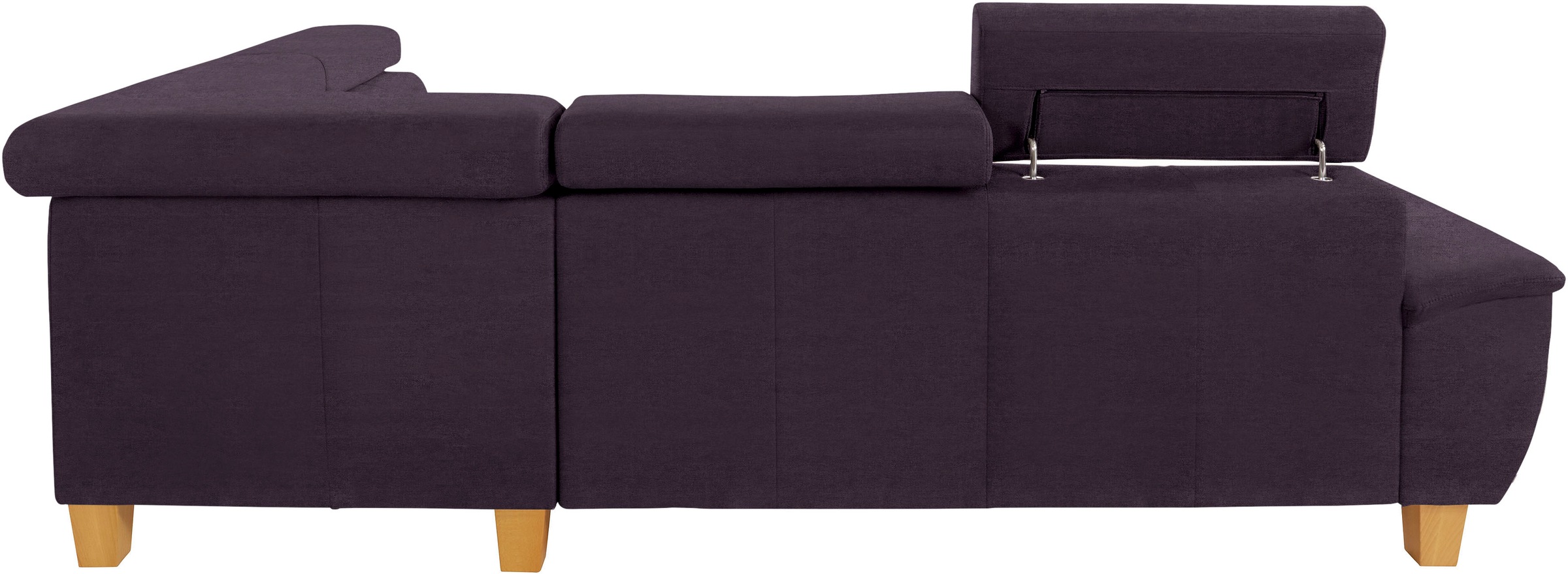 exxpo - sofa fashion Ecksofa »Enya, hoher Sitzkomfort, Breite 266cm, bequem, 12cm hohe Füsse, L-Form« mit Kopfteilverstellung, wahlweise Bettfunktion u. Bettkasten