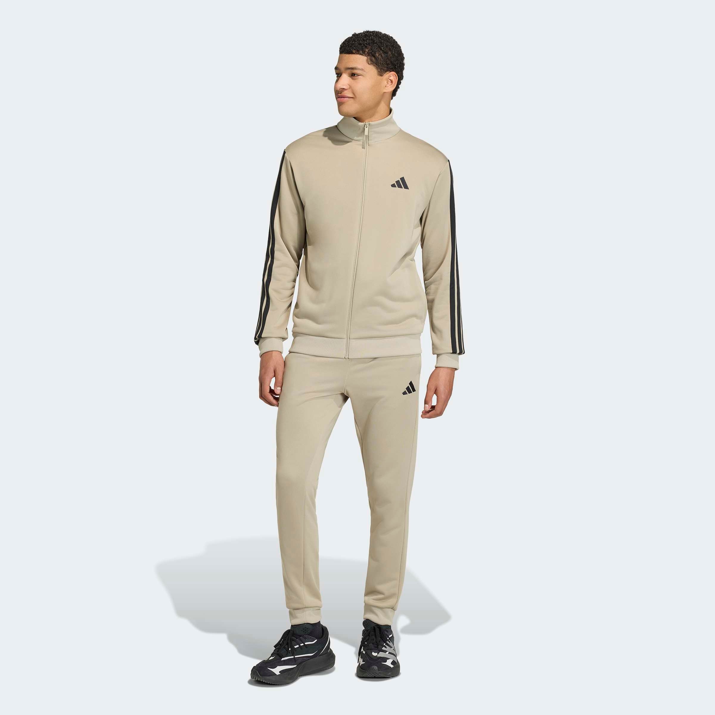 adidas Sportswear Combinaison d'entraînement »3-STREIFEN FRENCH TERRY« 2 pièces zweiteiliges Set, aus French-Terry-Material, mit Rippdetails