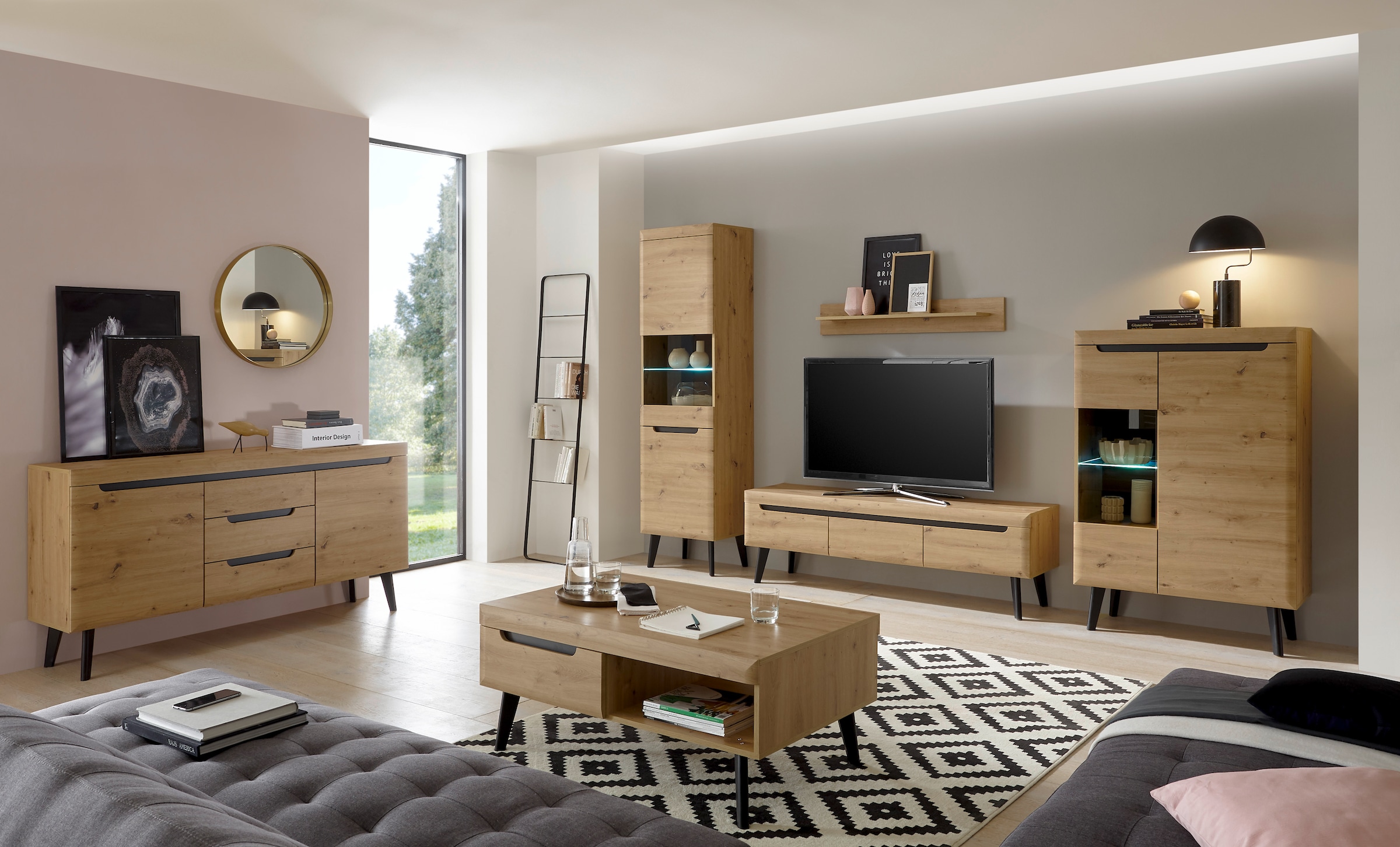 Home affaire Meuble mural »Torge, Anbauwand, Schrankwand, Mediawand, Wohnzimmer-Set« Set, 4 cuis tlg.