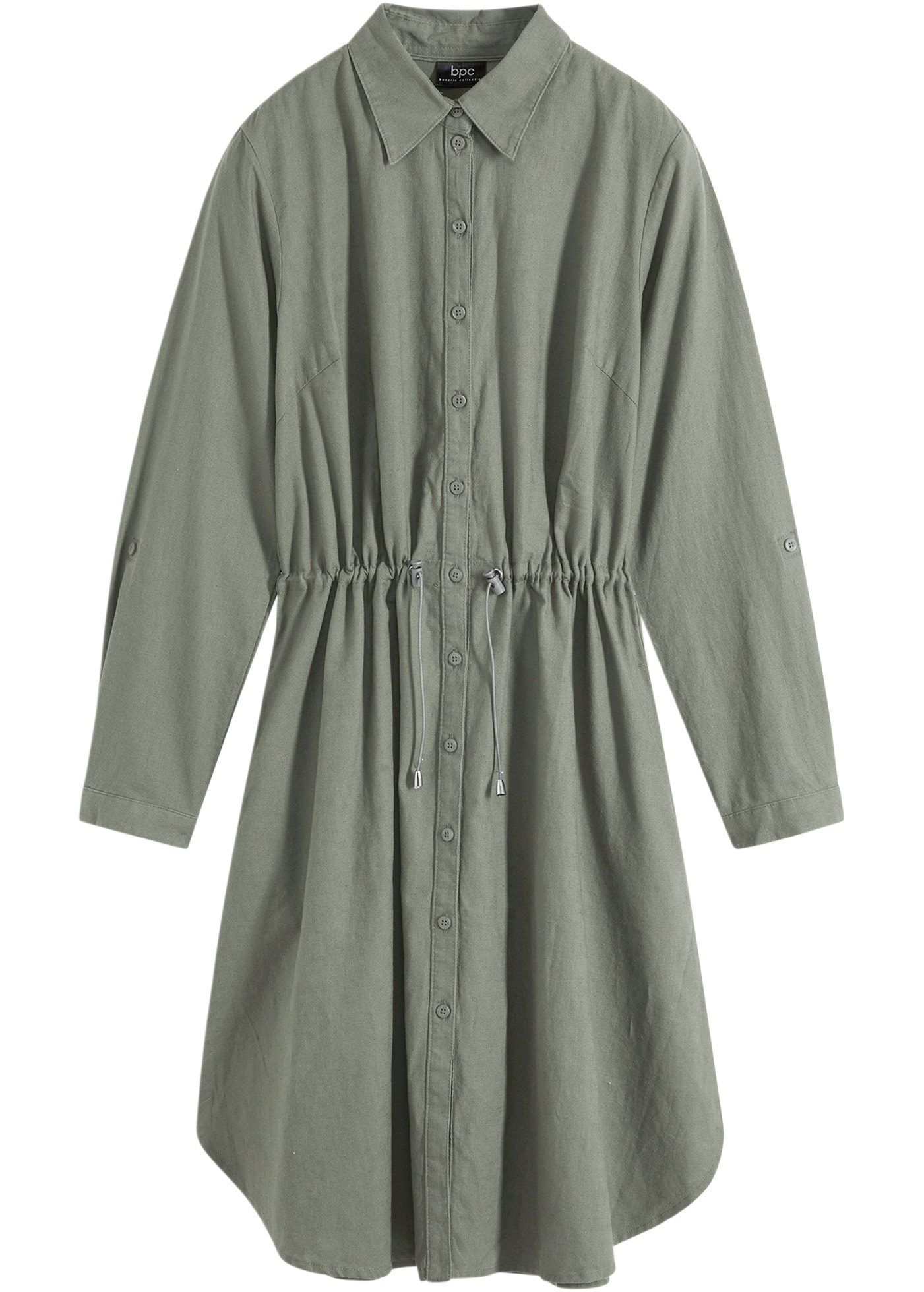 bonprix Midikleid »Hemdblusenkleid aus Leinen-Baumwoll-Mix« Hemdblusenkleid aus Leinen-Baumwoll-Mix