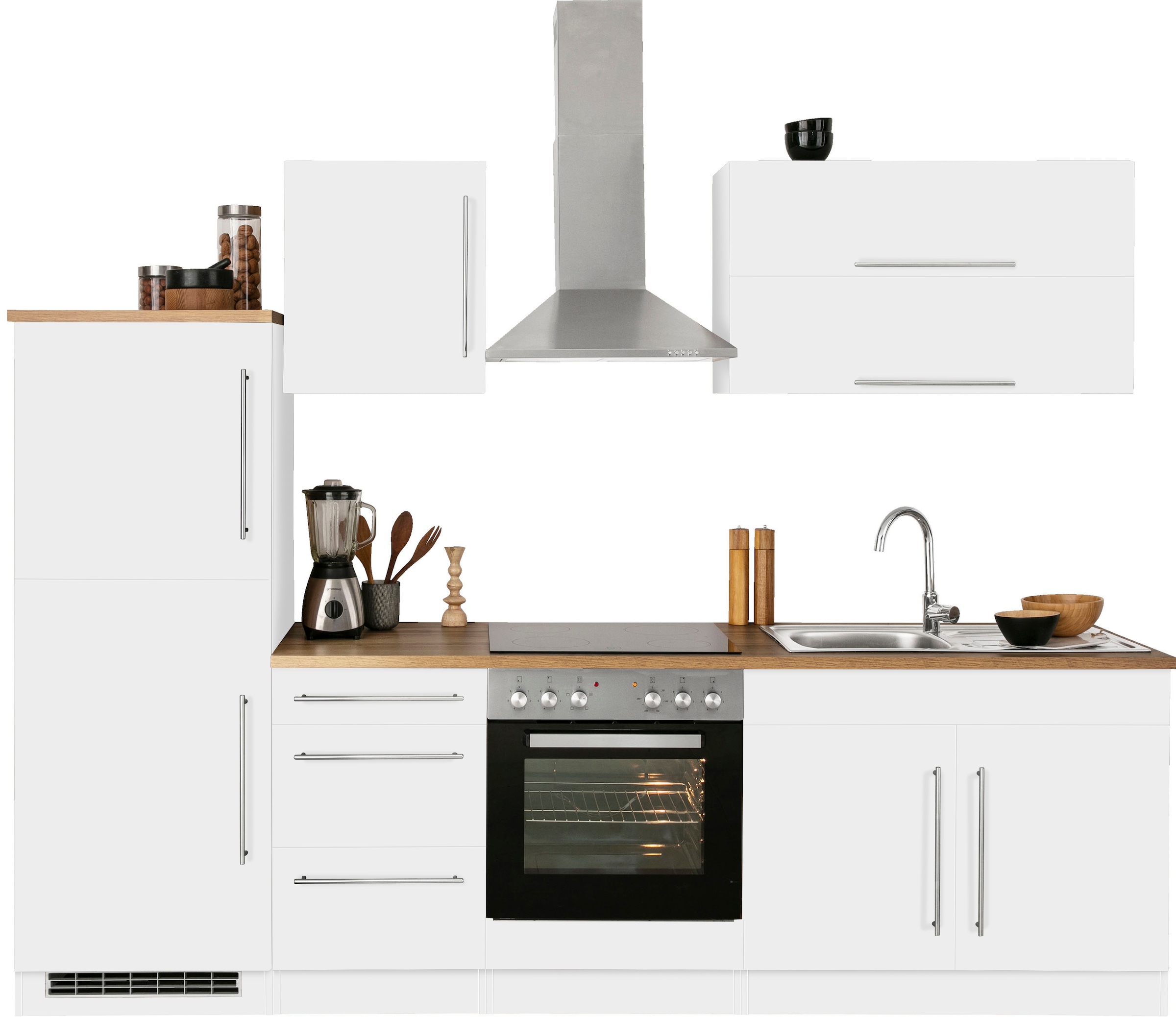 KOCHSTATION Kitchenette »KS-Samos« largeur 270 cm, avec appareils électroménagers en option, avec plan de travail