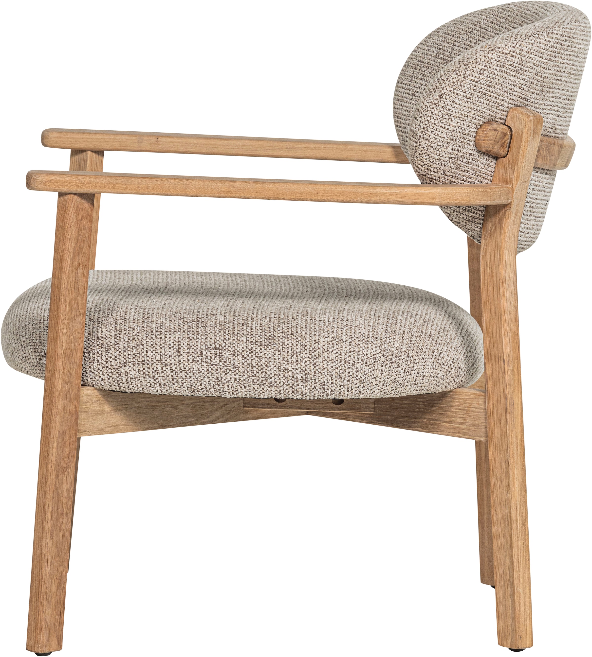WOOOD Fauteuil lounge »Udar mit Eichenholzgestell und More-Melange-Bezug, B68 x T75 x H76 cm« très haute résistance à l'usure, accoudoirs intégrés, capacité de charge 120 kg