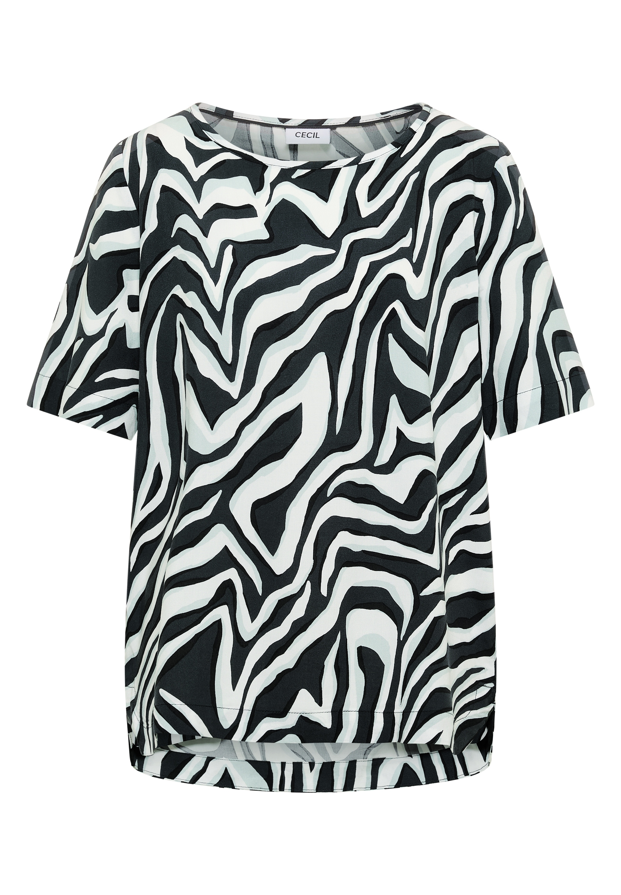 Cecil Chemisier à chemise Sommerbluse mit Rundhals und Print