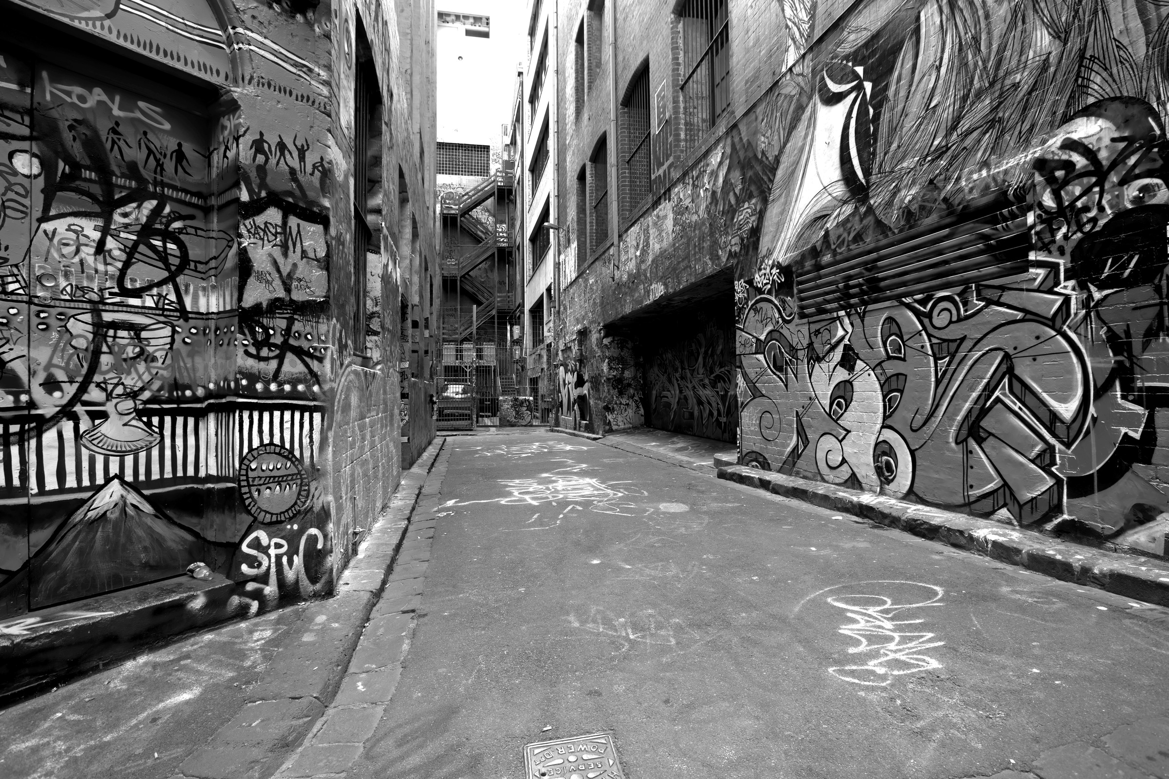 Papermoon Papier peint photo »New York, Bronx, Hinterhof, Feuerleiter Schwarz & Weiss«