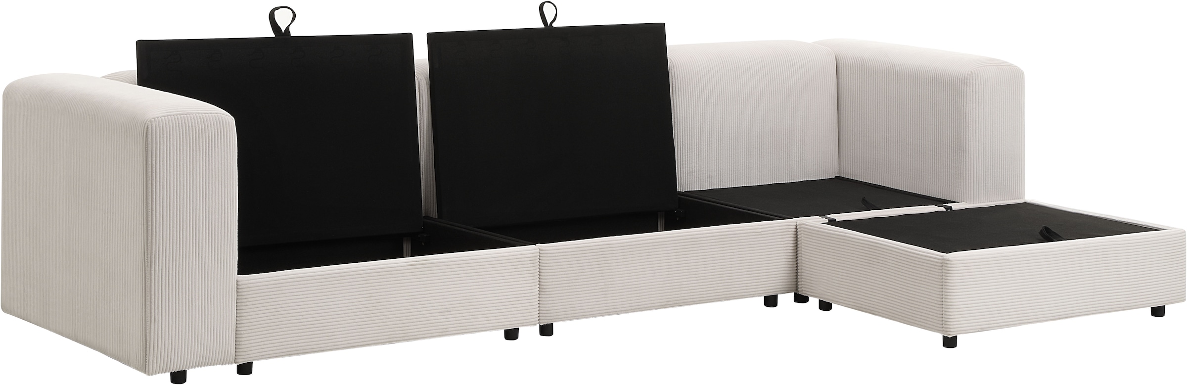 ATLANTIC home collection Ecksofa »Uno, L-Form, Breite: 307cm« beidseitig montierbarem Longchair,mit Taschenfederkern, in Cord