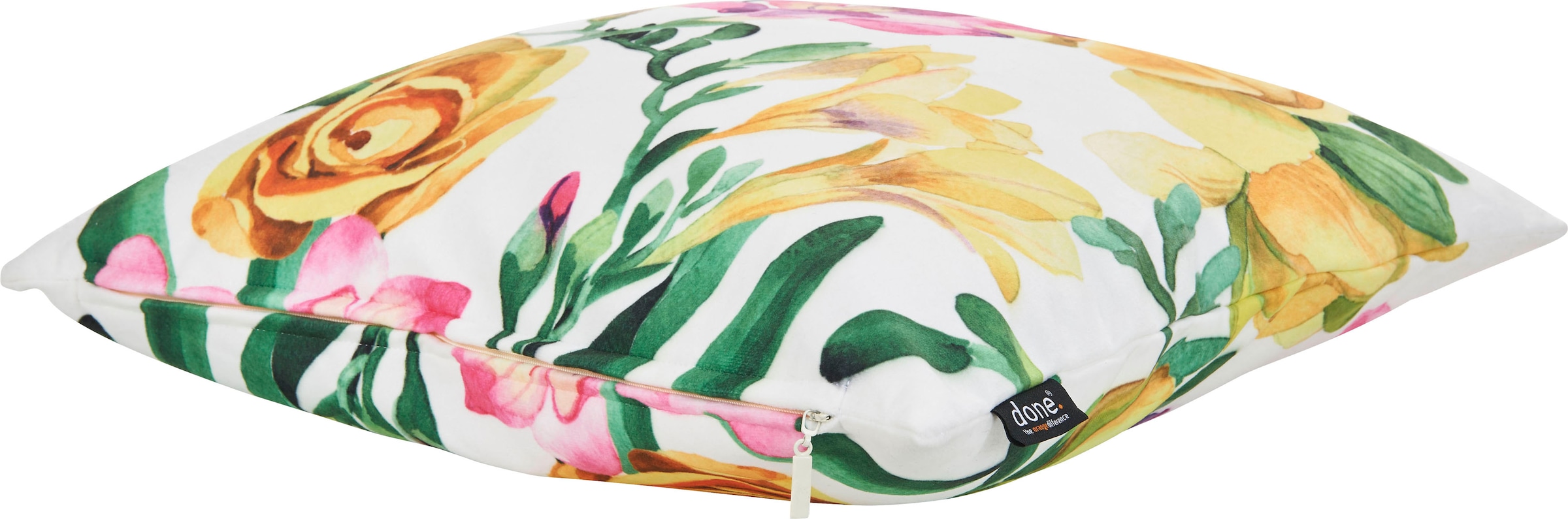 done.® Coussin décoratif »Velour Print Freesia« Beidseitig bedruckte Kissenhüle ohne Füllung, 1 Stück