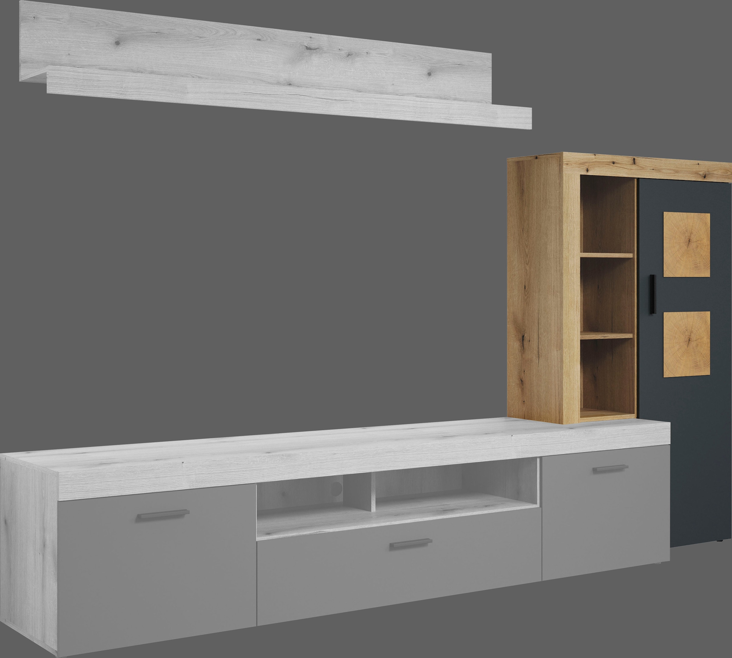 Home affaire Vitrine de rangement »Ghent« Paquet, 1 cuis tlg. avec applications en bois de bout