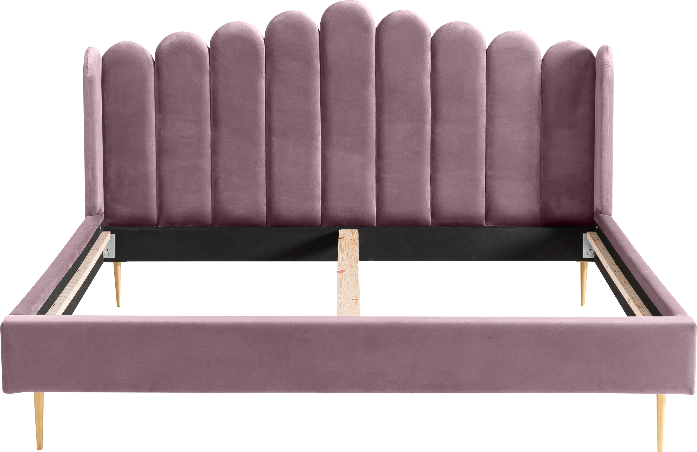SalesFever Polsterbett »Komfortables Bett für erholsamen Schlaf« Eleganz trifft Komfort: Samt-Bezug, goldfarbene Metallfüsse