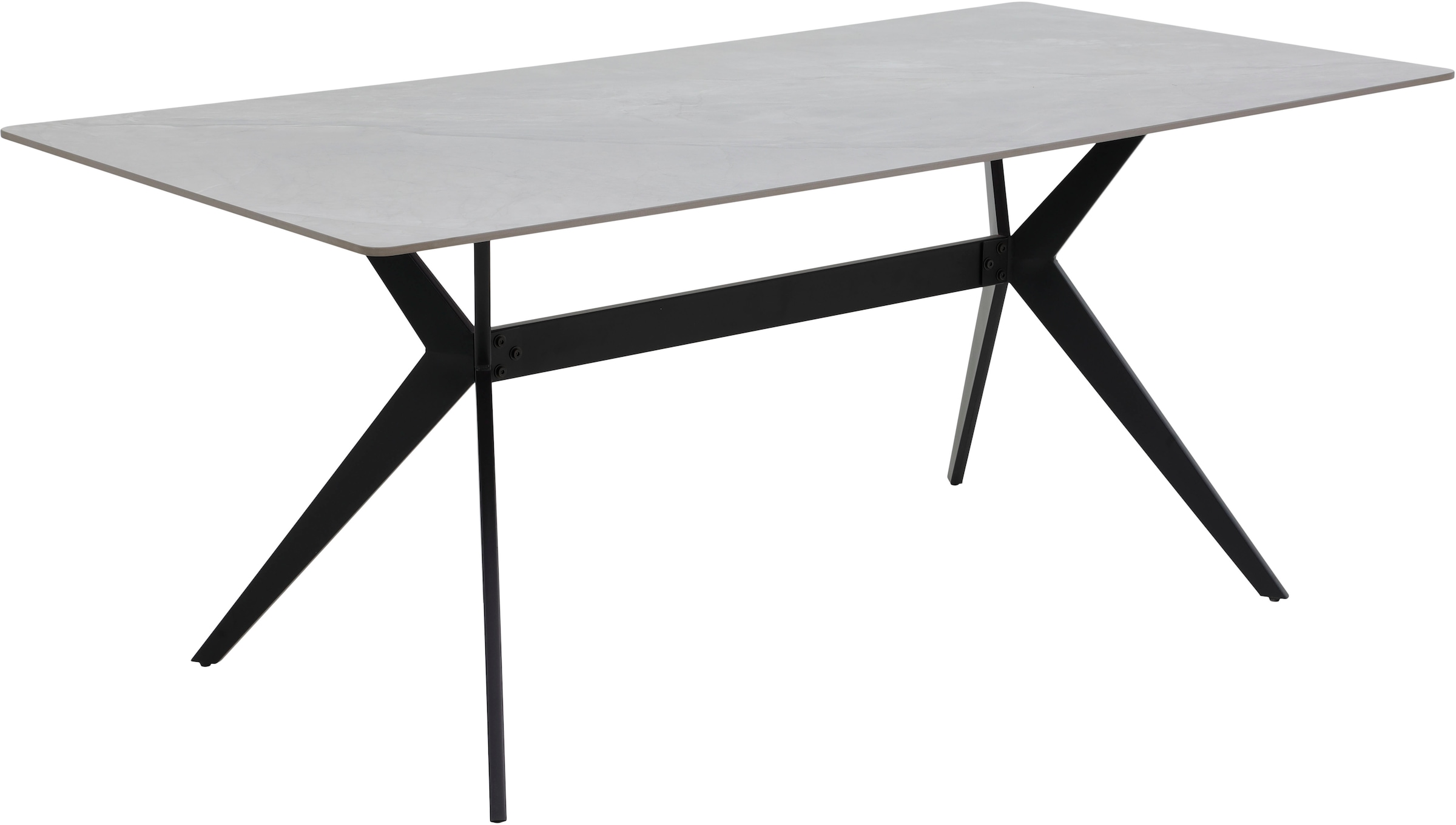 HELA Ensemble de salle à manger »ISAR« Set, 5 tlg. 5tlg., Marmoroptik (glänzend), Schwingstuhl, Federkorb