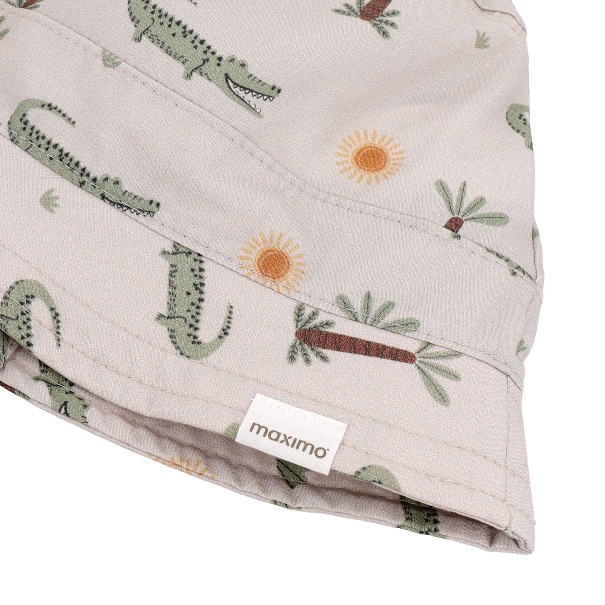 MAXIMO Chapeau de pêcheur 1 cuis grau, Krokodil-Motiv, Bindeband, Fischerhut, Jungen,