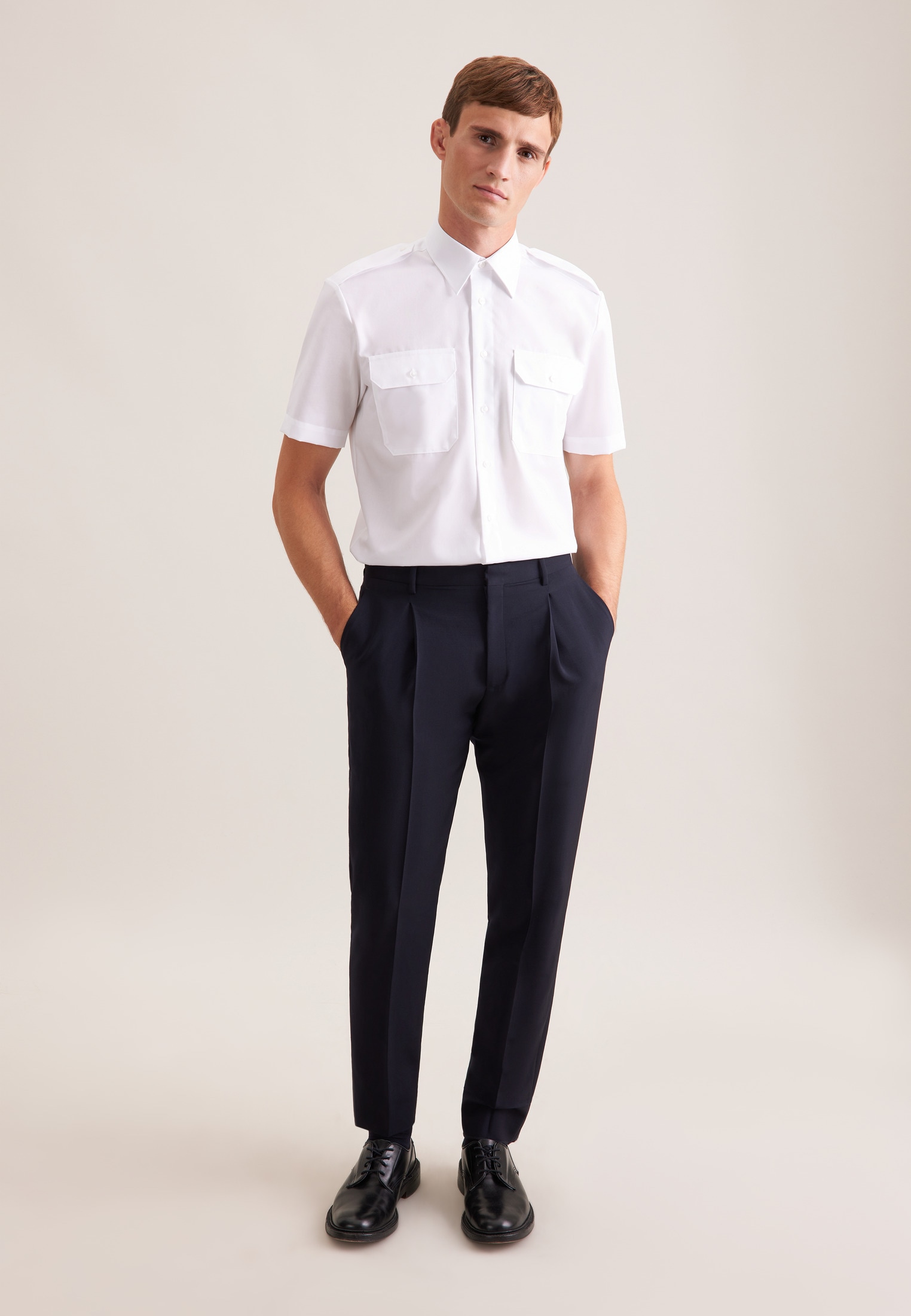 seidensticker Chemise de pilote »Pilotenhemd« col Kent 1/2 Regular uni