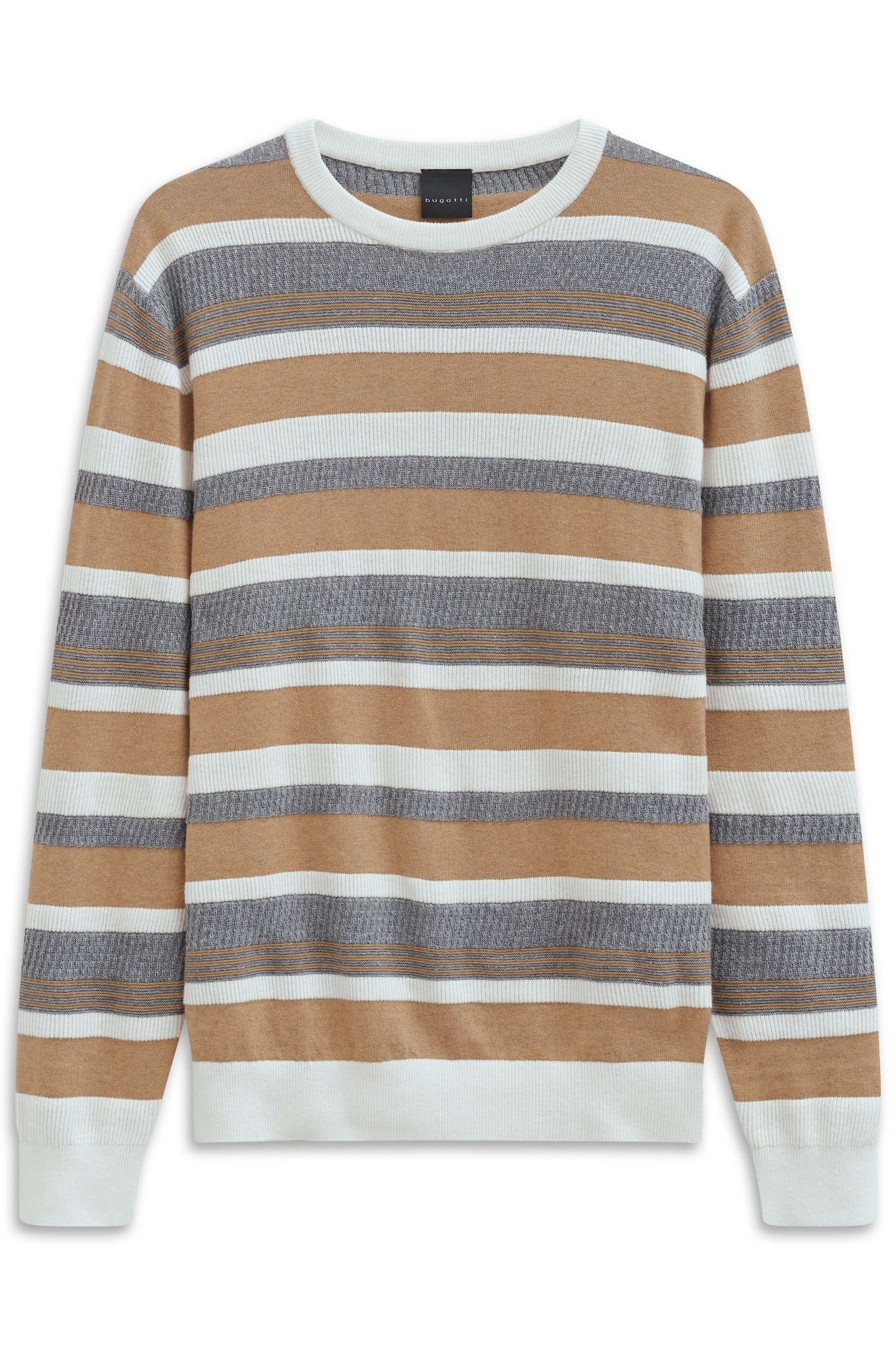 bugatti Rundhalspullover »Regular Fit« gestreift aus Kaschmir-Mix