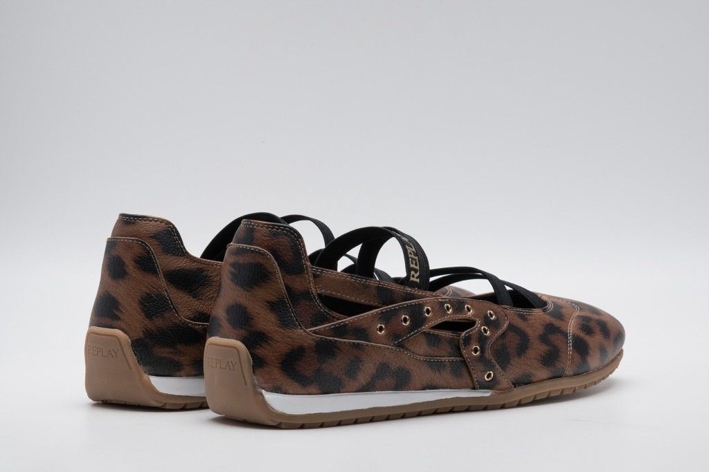 Replay Ballerines Sneaker  mocassin, chaussure d'été, ballerine à brides en motif léopard actuel