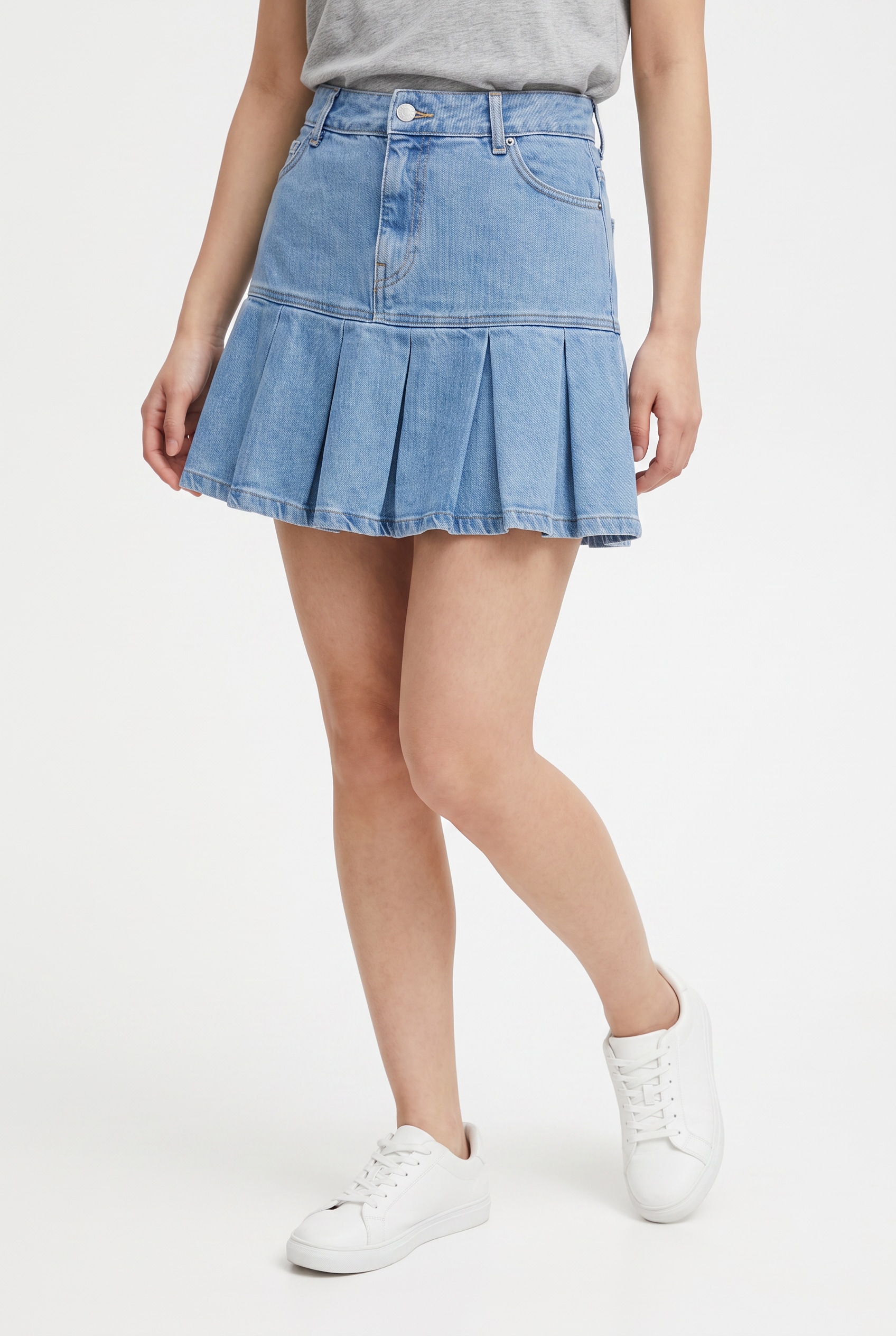 ONLY Jupe en jean »ONLEMERSON REG PLEATED DNM SKIRT TAI« Coton, taille régulière