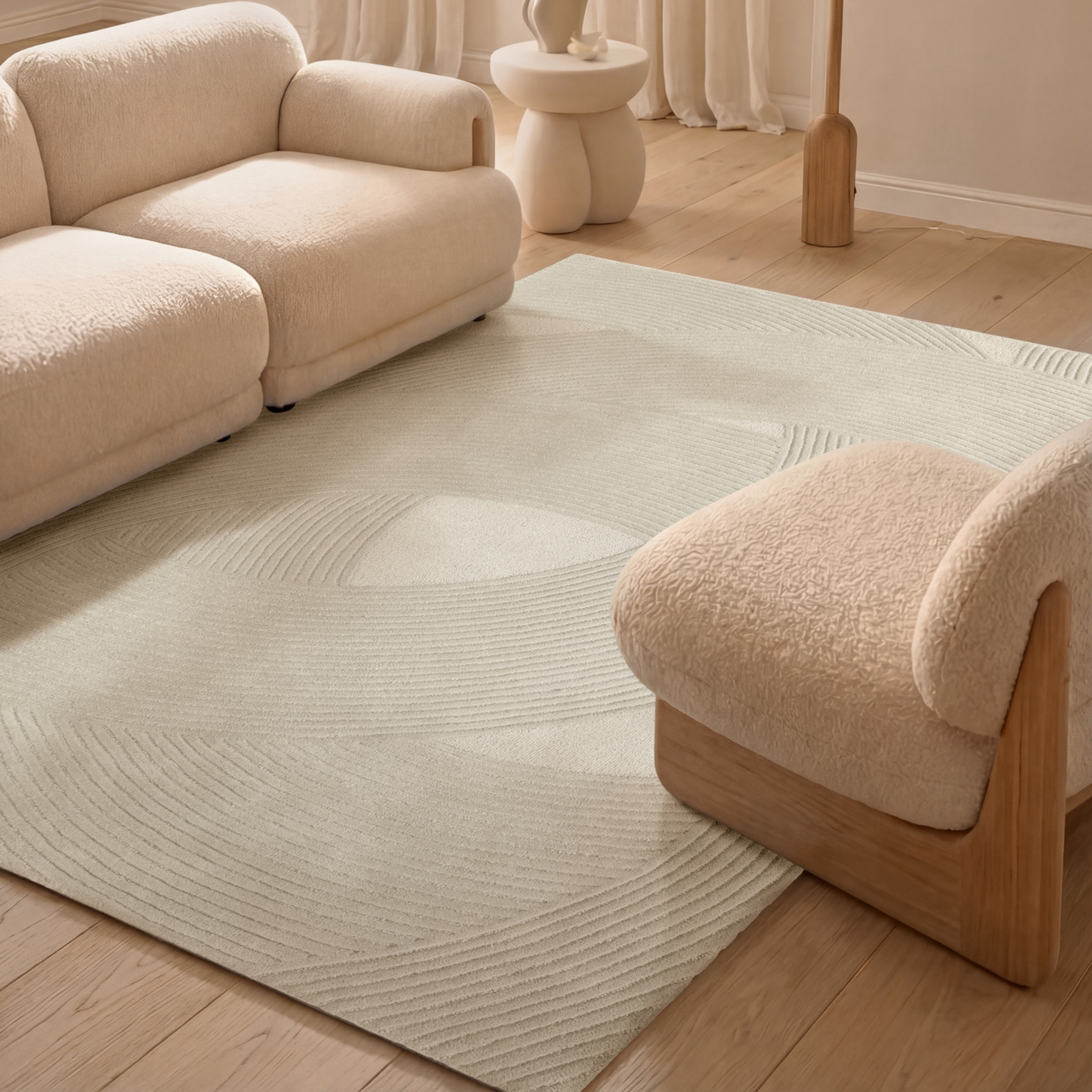 Ted Baker Wollteppich »Victoria  , auch in rund« rechteckig 18 mm Höhe Naturteppich Wolle, Hoch-Tief-Design, Wohnzimmer, Schlafzimmer
