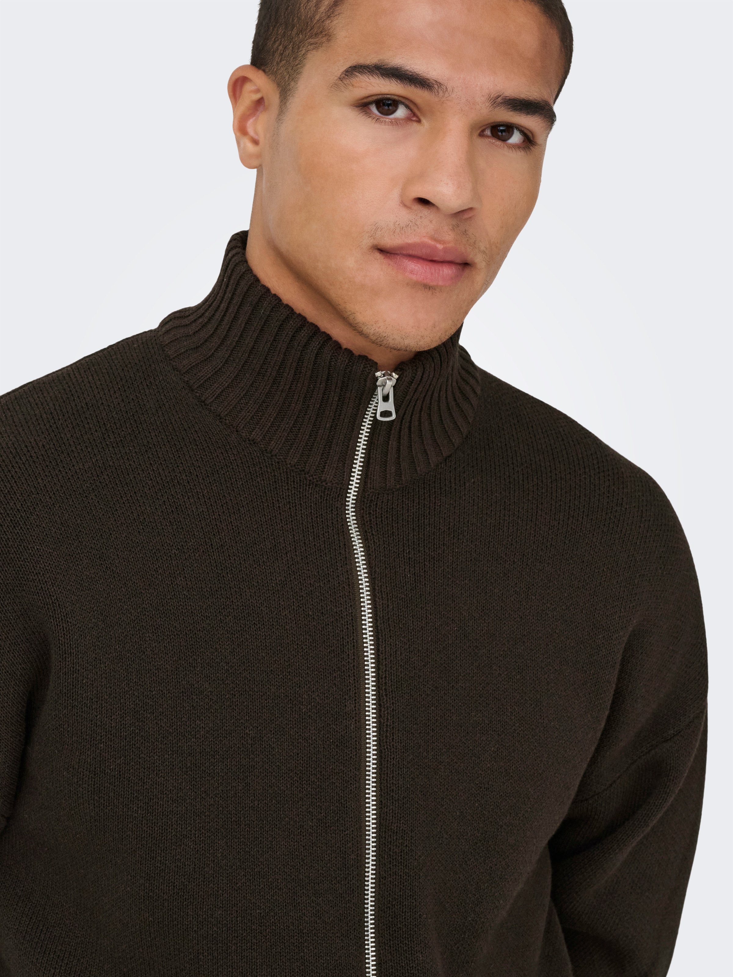 ONLY & SONS Strickjacke »ONSBLAKE DS HIGH NECK CARDIGAN KNIT NOOS« Baumwollmischung,