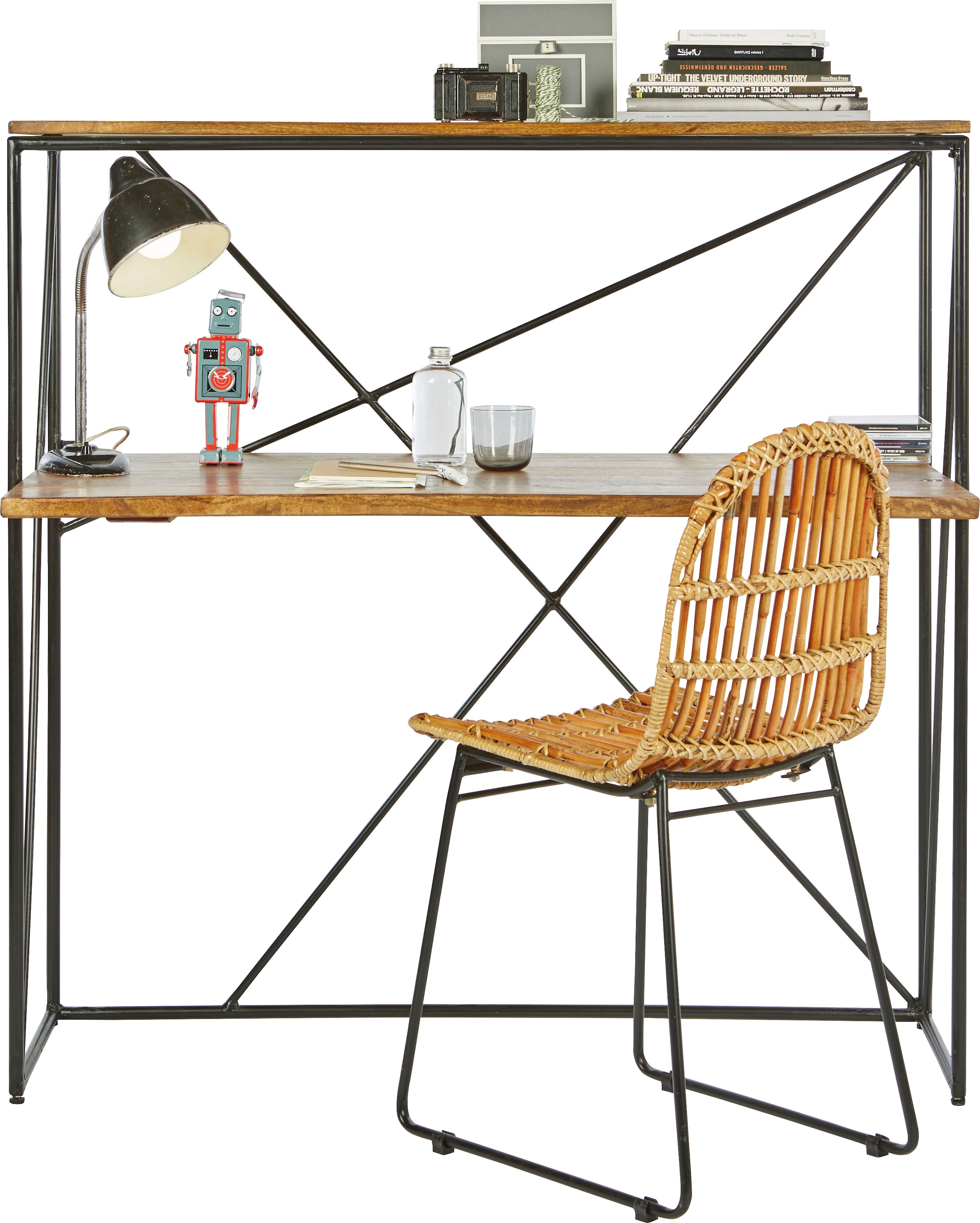 SIT Sekretär »T-NEST SHELF OFFICE LOW« mittelhohes, offenes Sekretärregal, aus Mangoholz und Metall