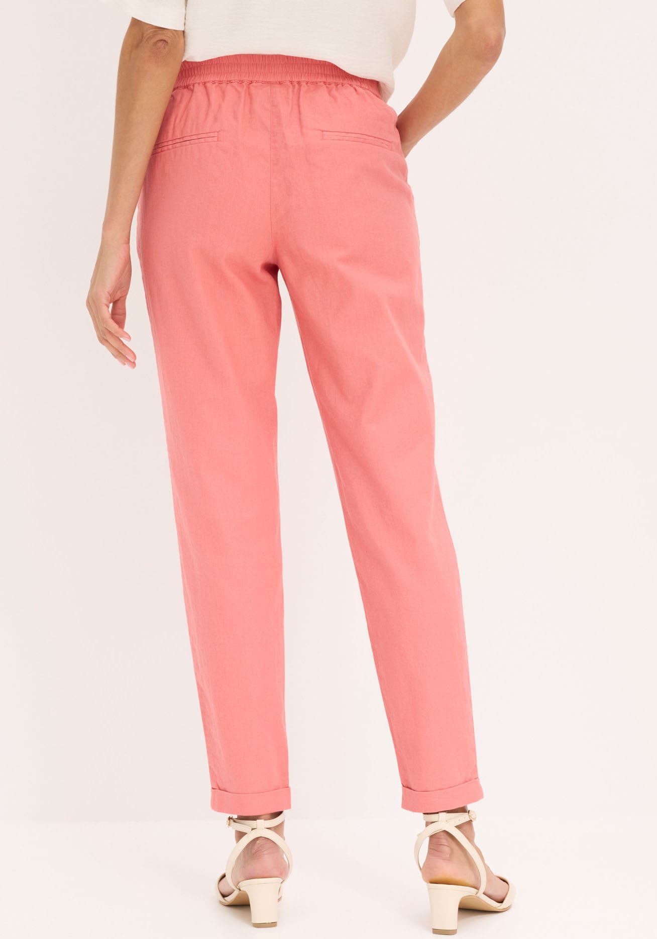 bonprix Pantalon en lin »Leinenhose«  en lin et coton, coupe Regular Fit, avec ceinture élastique