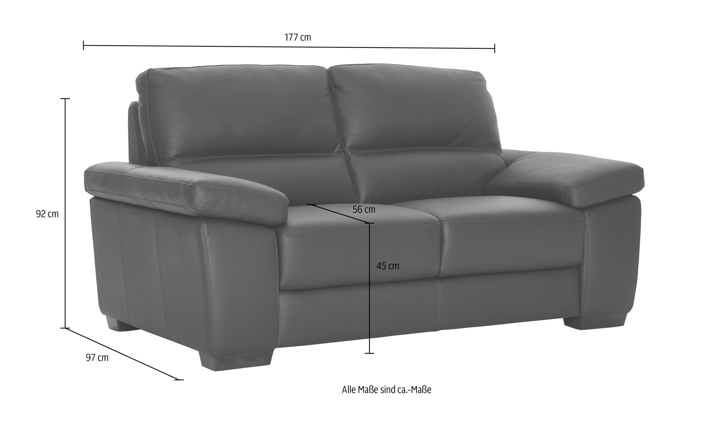 CALIA ITALIA 2-Sitzer »Gaia, Sofa im edlen Design und mit erstklassigem Sitzkomfort« aus pflegeleichtem Luxus-Microfaser Ginevra Hydro Care