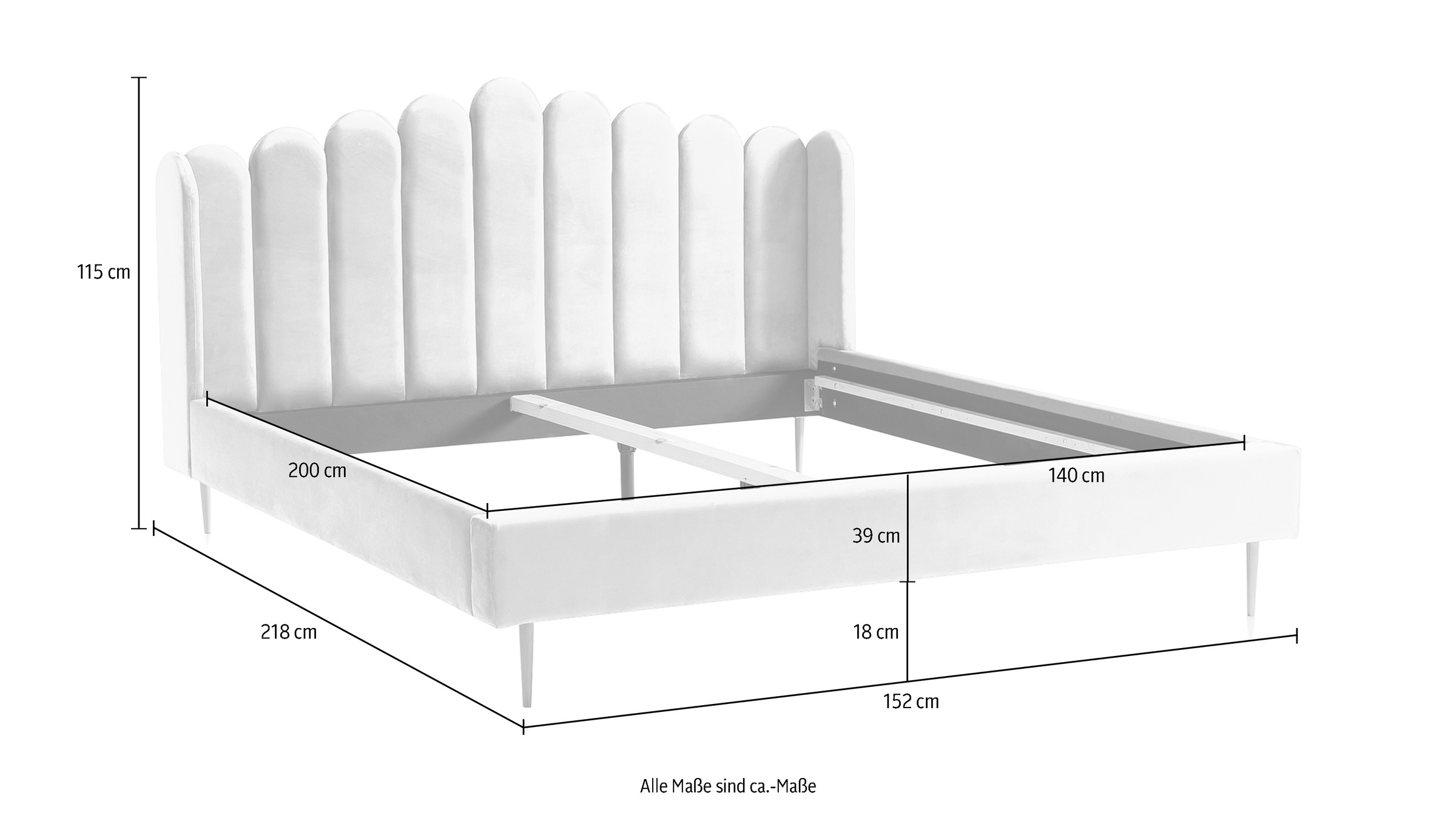 SalesFever Polsterbett »Komfortables Bett für erholsamen Schlaf« Eleganz trifft Komfort: Samt-Bezug, goldfarbene Metallfüsse