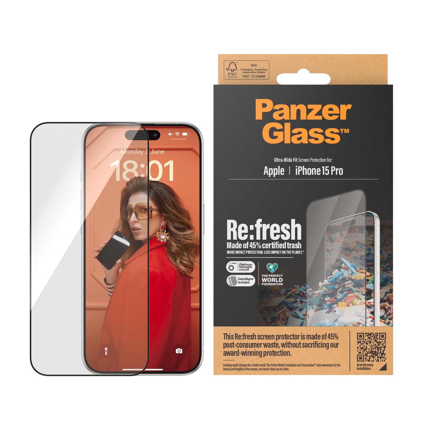 PanzerGlass Verre de protection d'écran »Screen Protector Glass« für iPhone 15 Pro Ultra Wide Fit