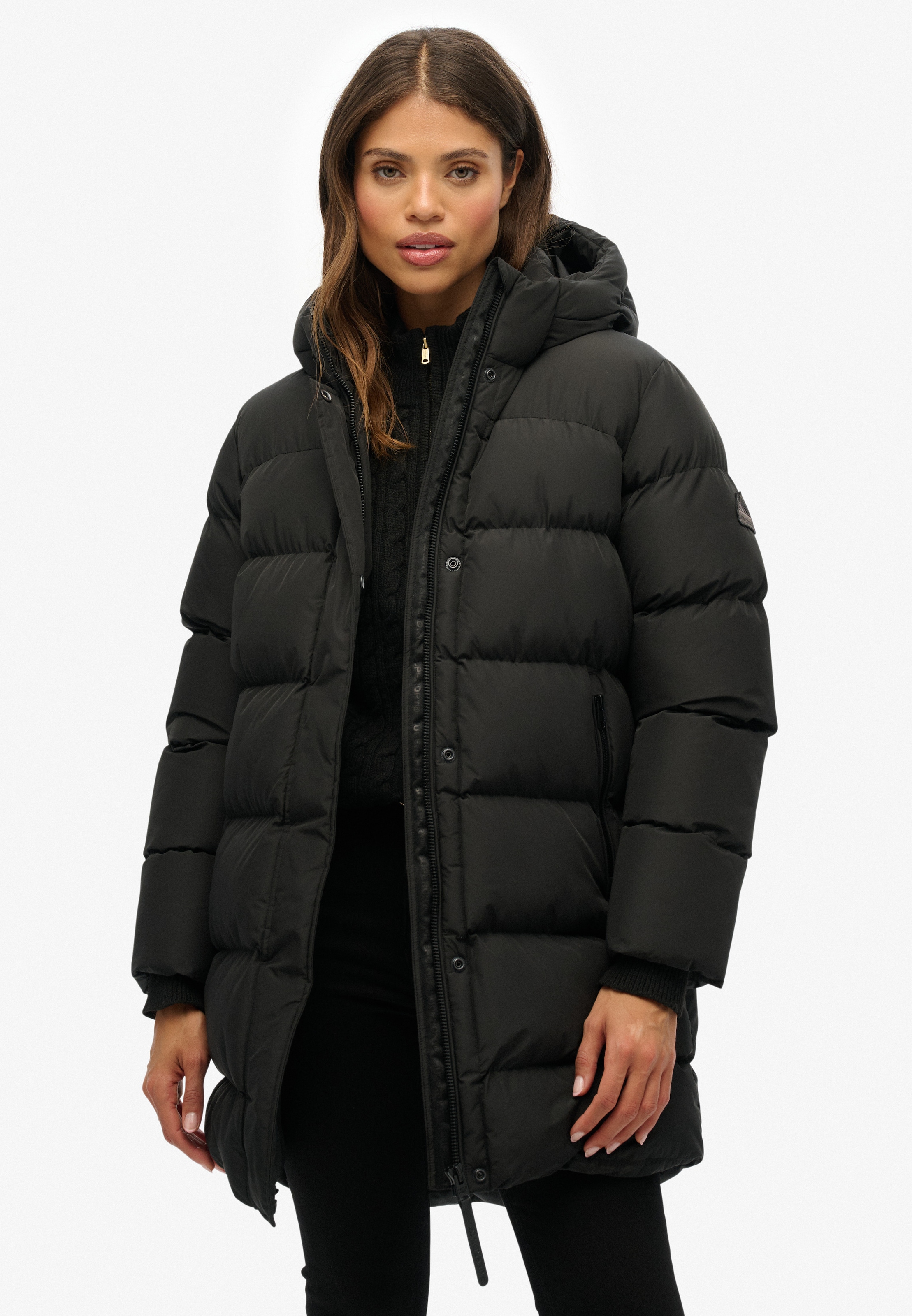 Superdry Steppjacke »HOODED SPORTS PUFFER MID JKT« mit Kapuze