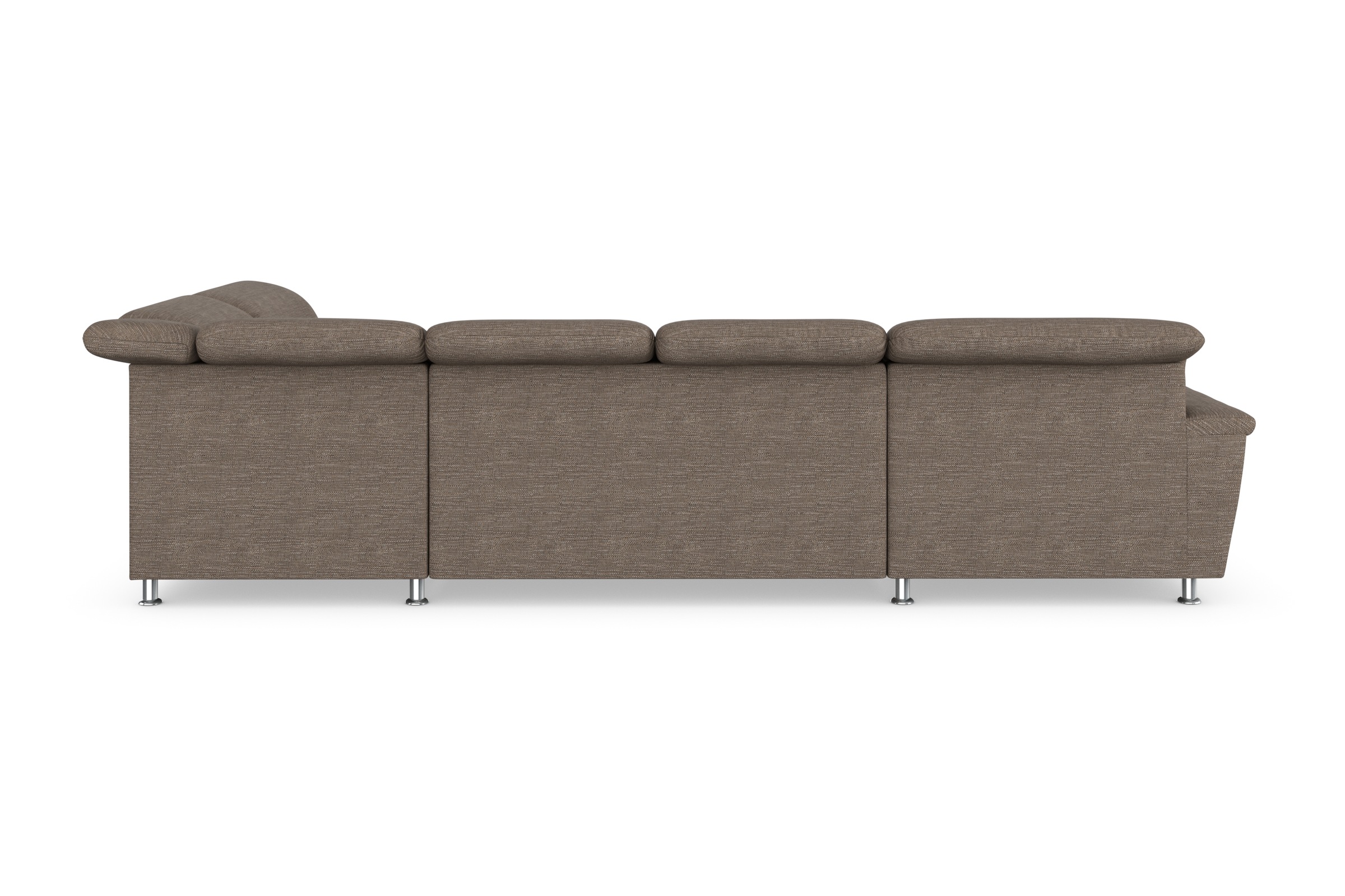 DOMO collection Wohnlandschaft »FRANZI 344x206x81 cm, elegant, komfortabel« U-Form, Recamiere rechts, beige-braun, B/T: 344/206 cm