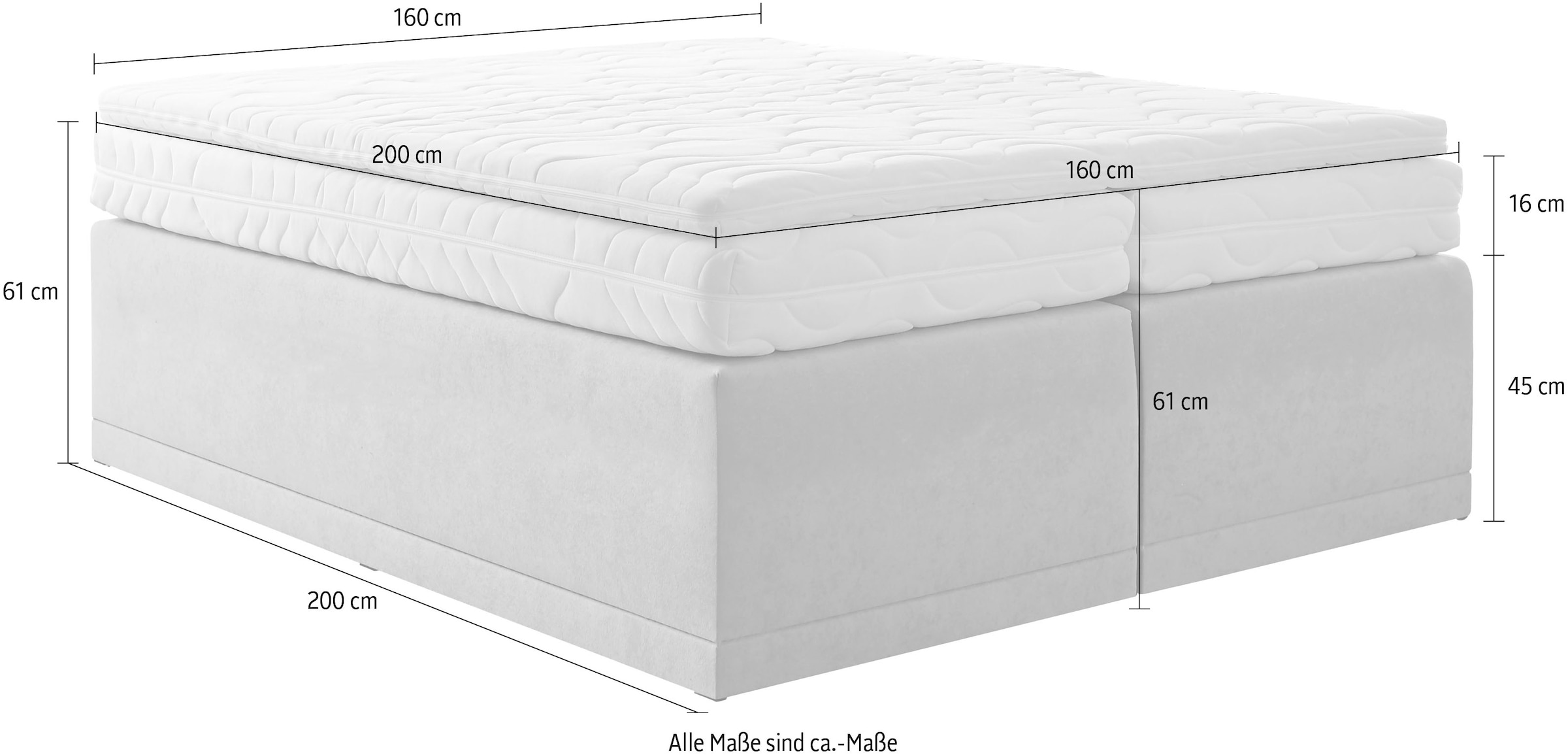 Westfalia Schlafkomfort Lit boxspring »Ibiza in den Breiten 160x200, 180x200cm & 200x200cm«