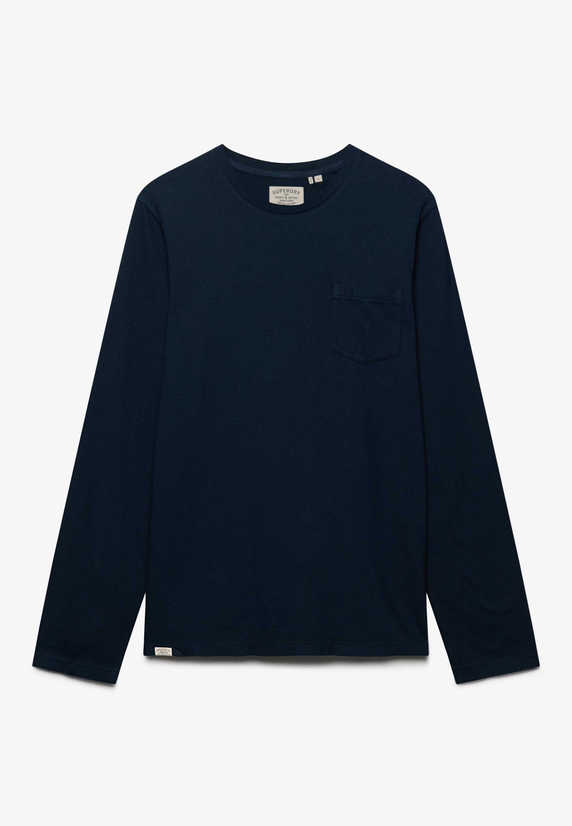 Superdry T-shirt à manches longues »COTTON LINEN L/S POCKET TOP« aus Baumwolle und Leinen, Relaxed Fit, mit Rundhalsausschnitt