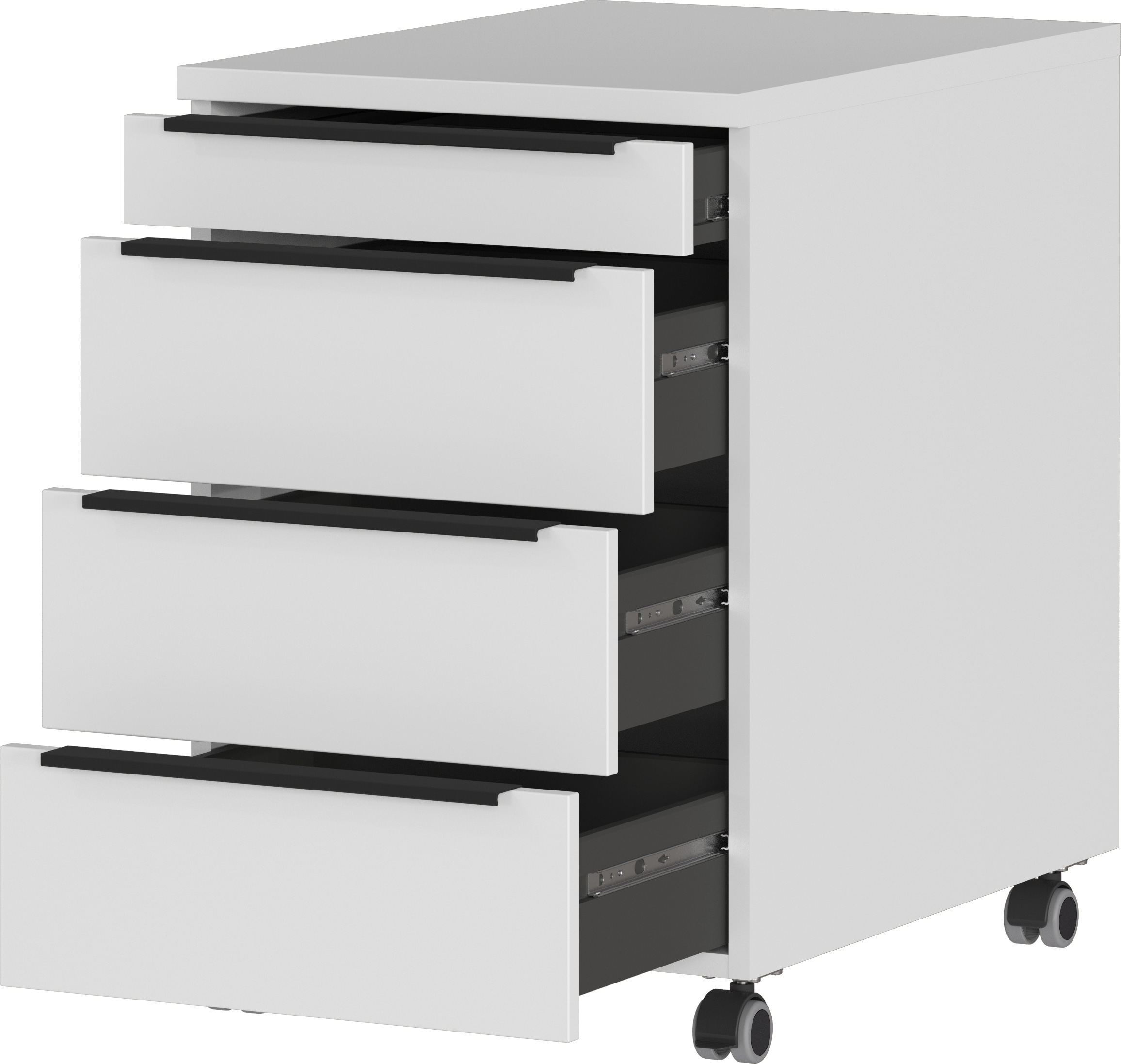 GERMANIA Rollcontainer »Mailand, mit 4 Schubladen, optional mit Schubladendämpfung,« Utensilienfach, 42x63 cm, Made in Germany