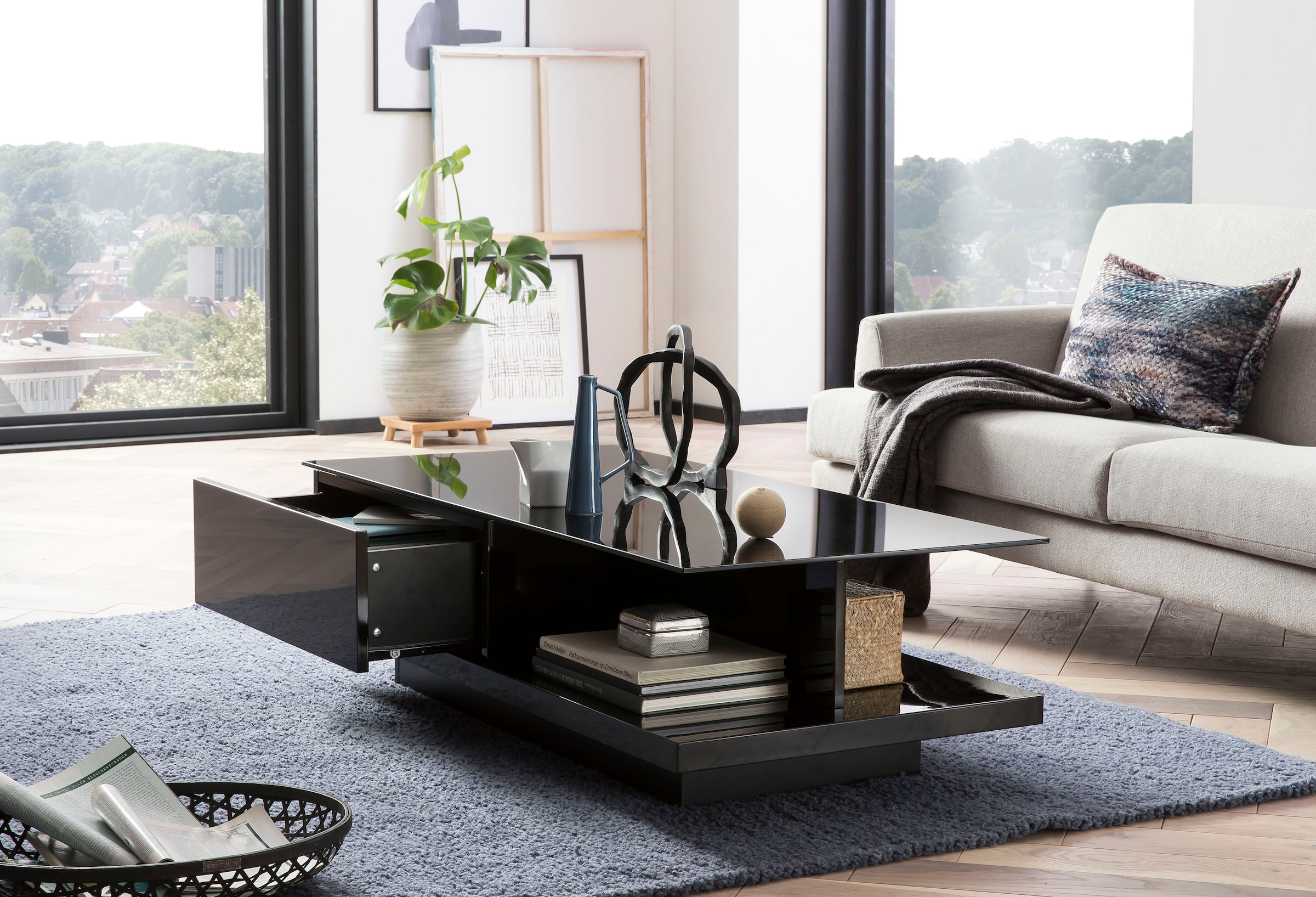 SalesFever Table basse »im minimalistischen Stil« plateau de table élégant en verre cristal robuste