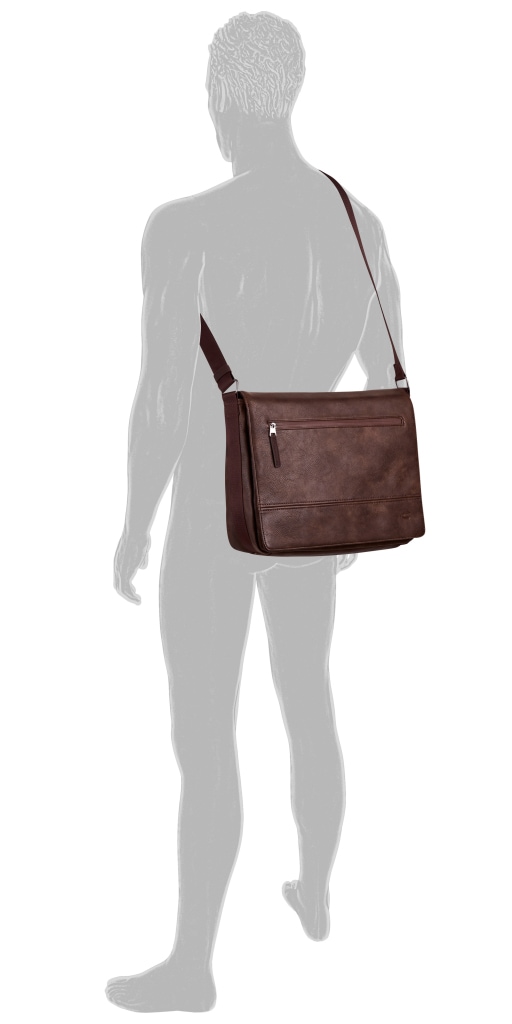 camel active Sac de messager »Traces« en similicuir, fonctionnel avec de nombreuses poches & sangle de qualité
