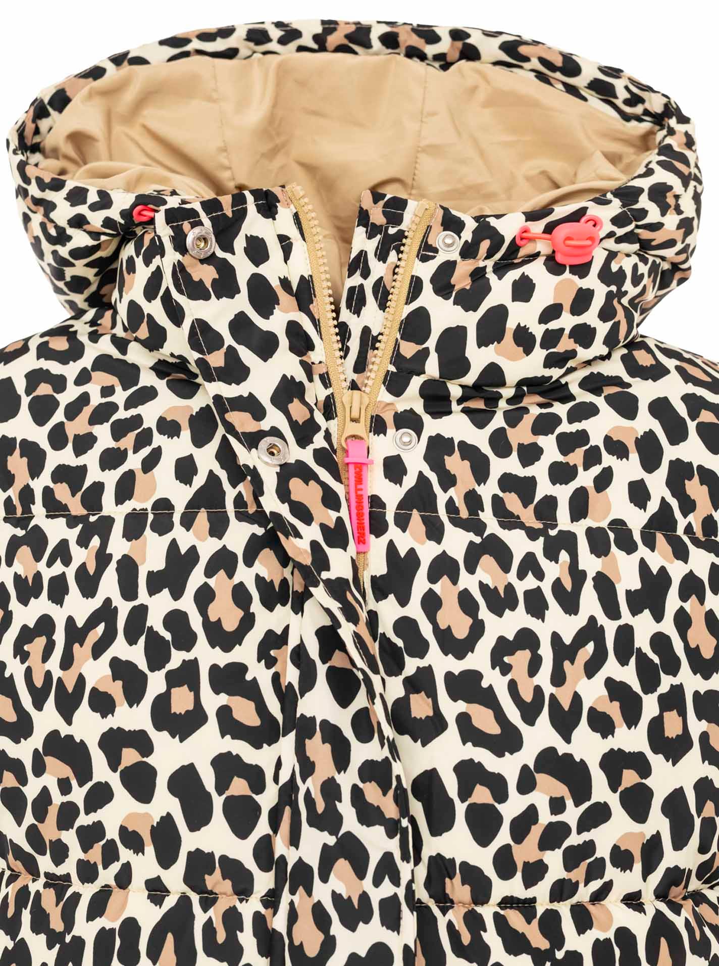 Zwillingsherz Veste matelassée »„Leo Classic AOP“« capuche, motif léopard, fermeture éclair dissimulée avec patte à boutons, poches